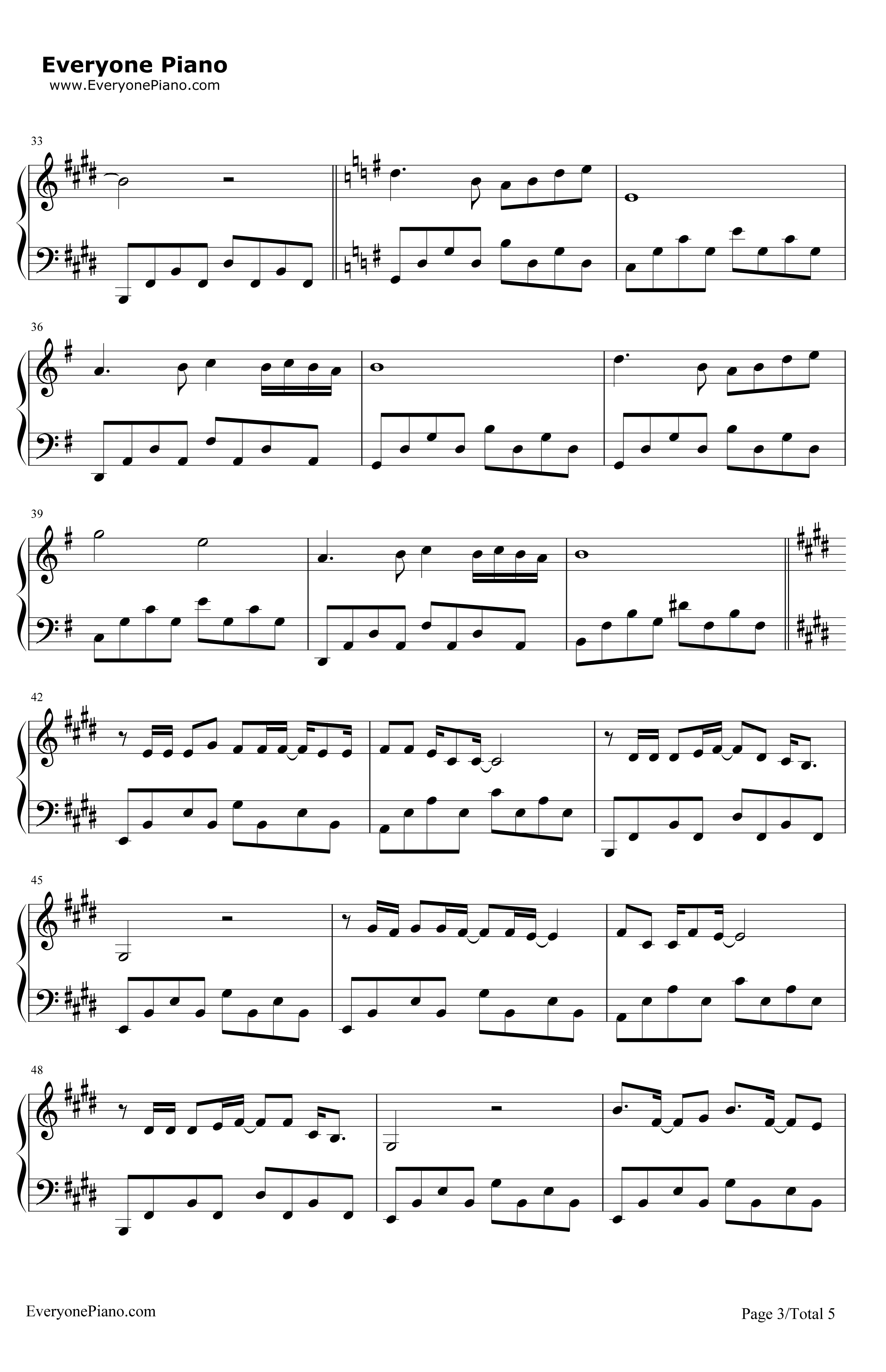 传奇钢琴谱-王菲3