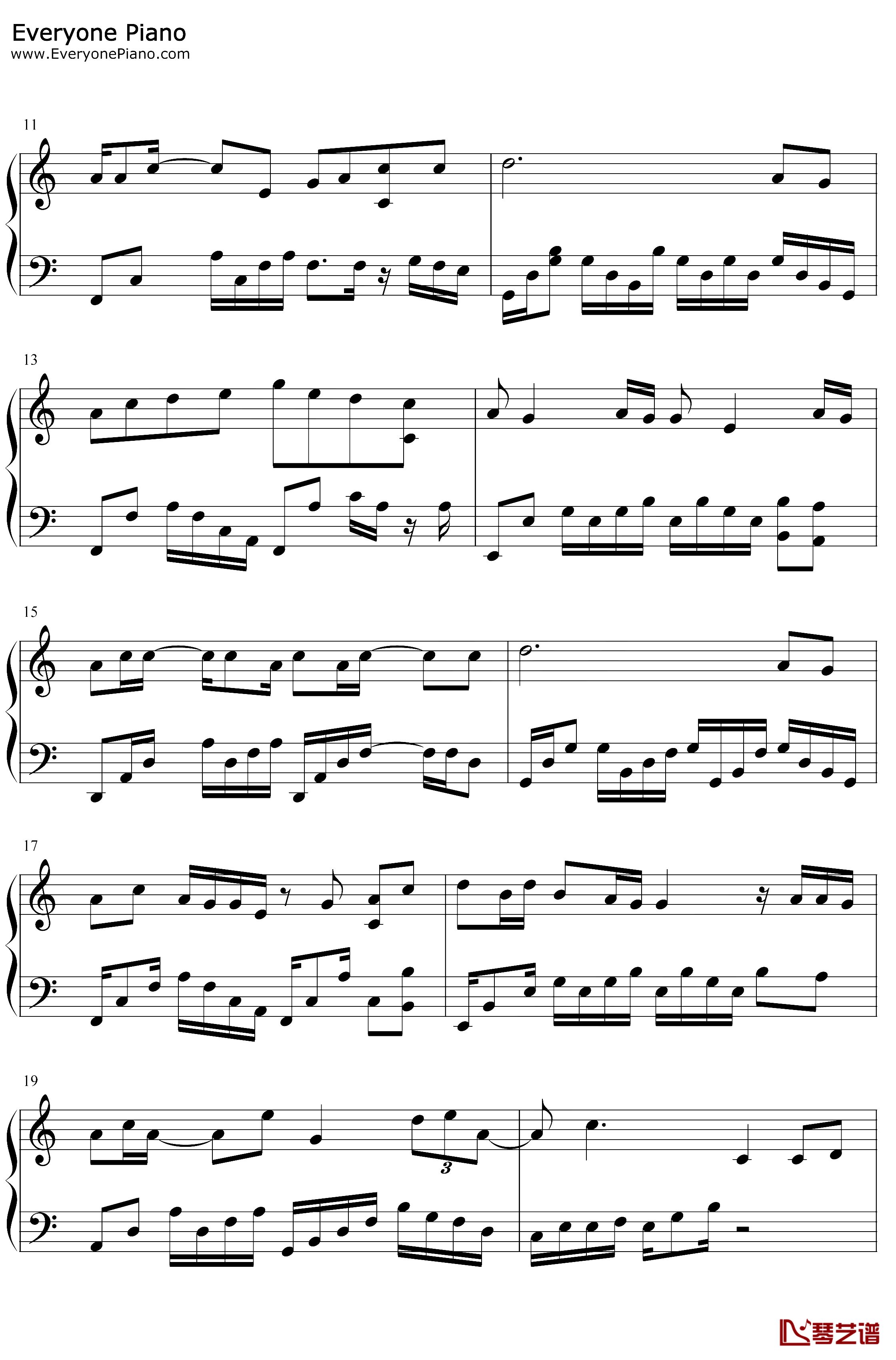 第三十八年夏至钢琴谱-河图-C调简单版-爱而不得的催泪情歌2