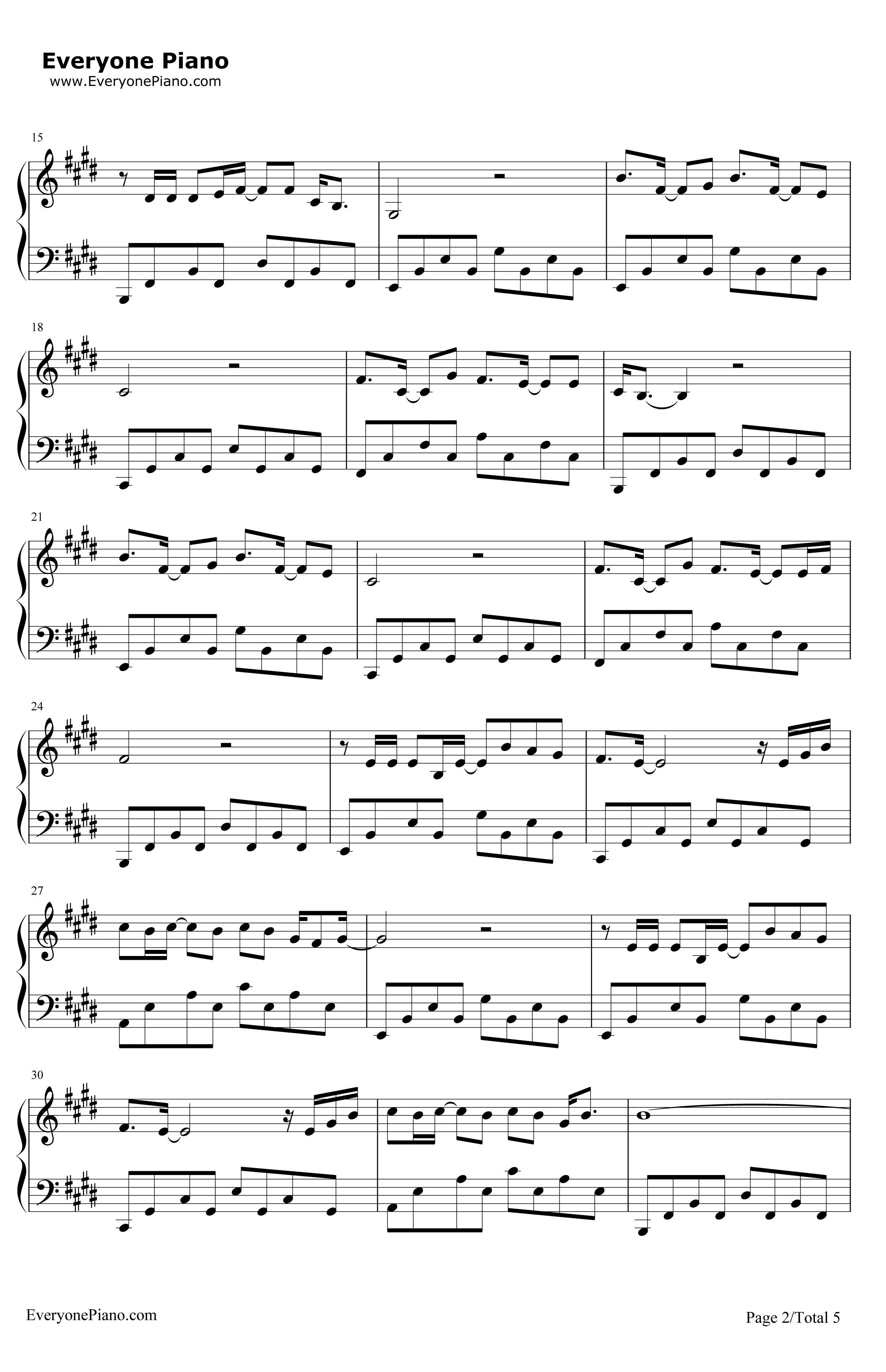 传奇钢琴谱-王菲2