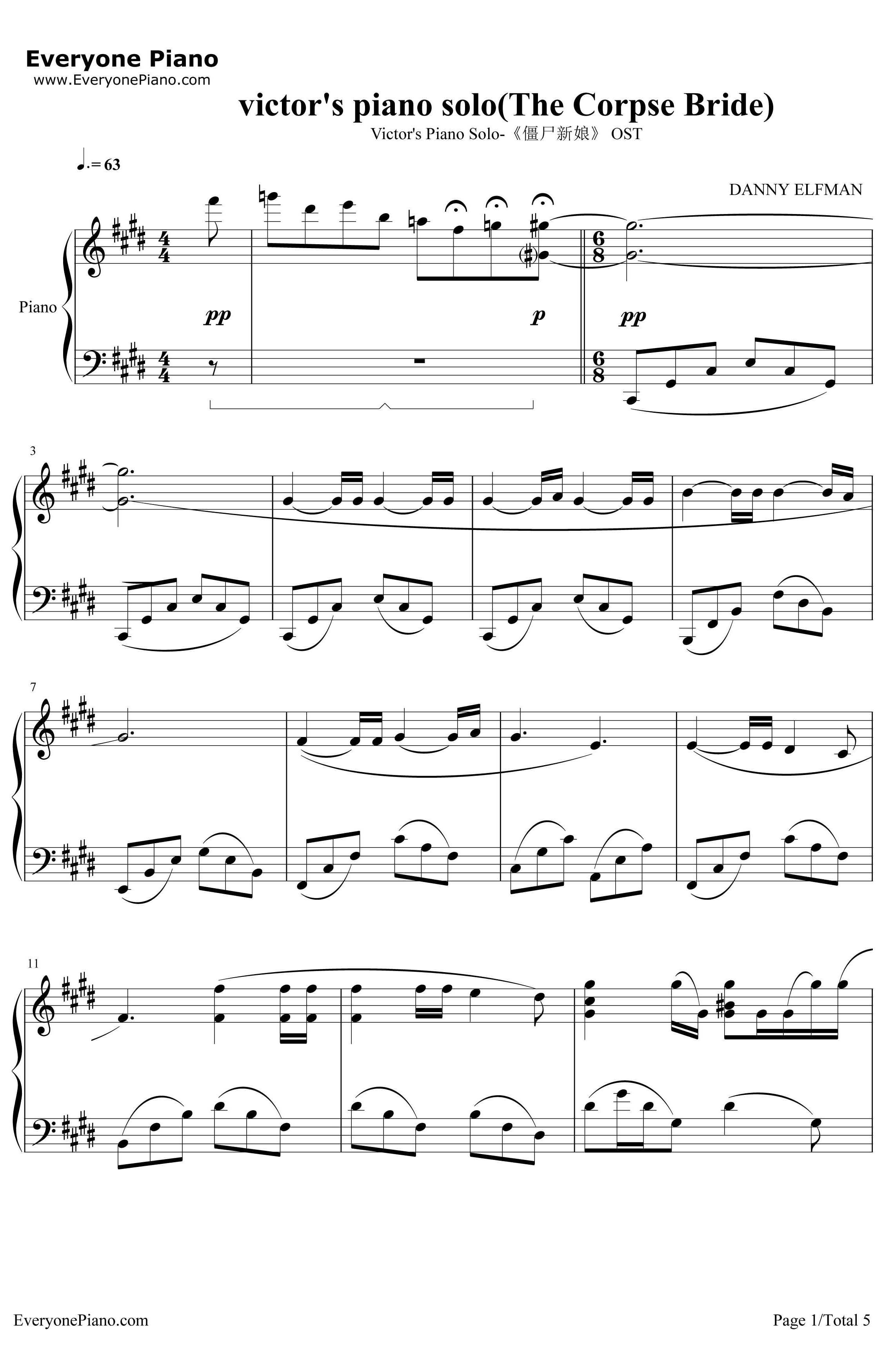 Victor'sPianoSolo钢琴谱-DannyElfman-《僵尸新娘》OST1