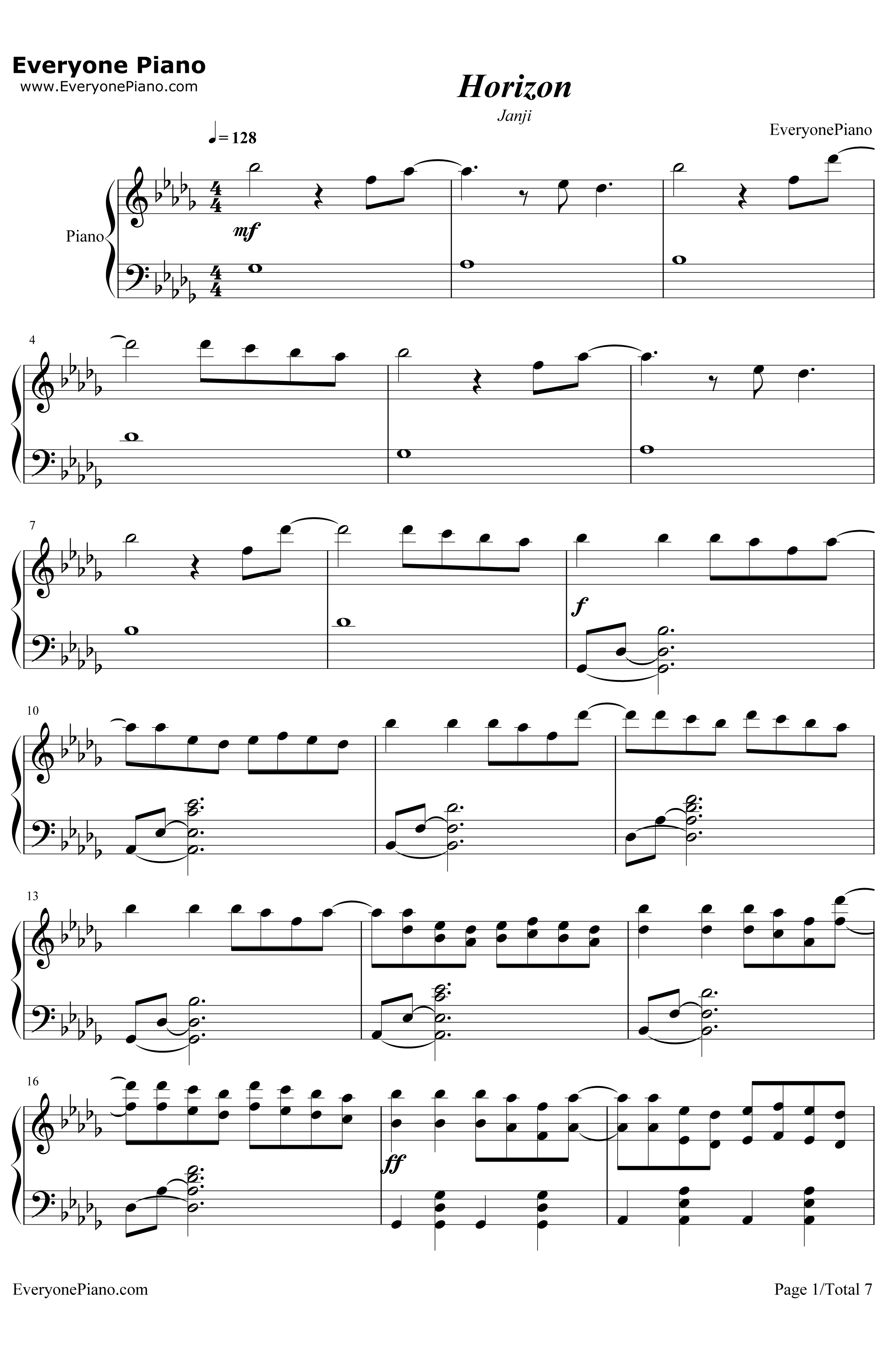 Horizon 钢琴谱-Janji1