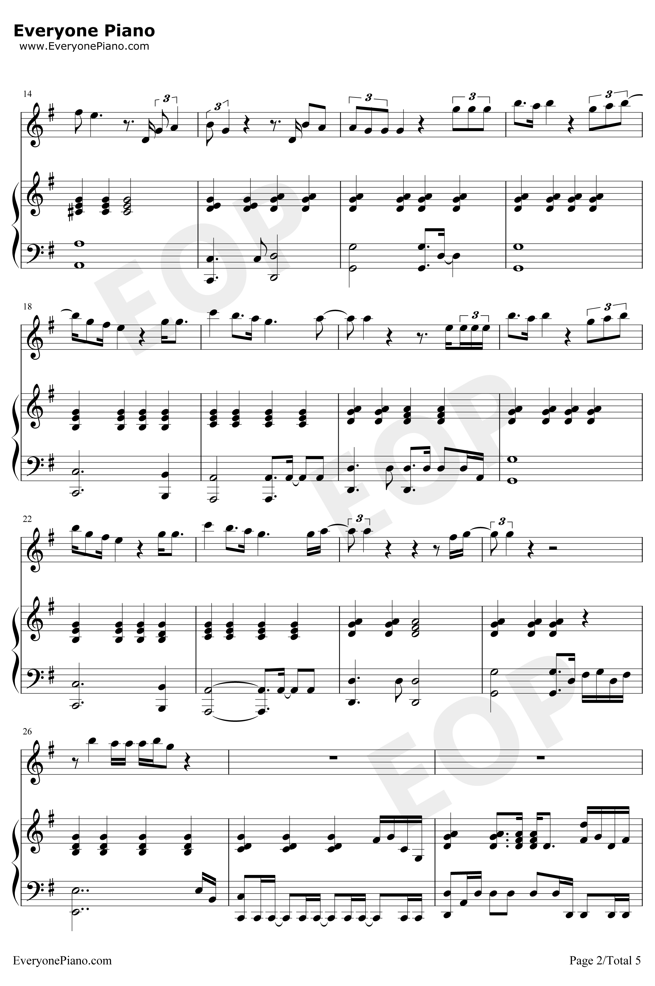 给你的歌钢琴谱-邓紫棋-催泪情歌2