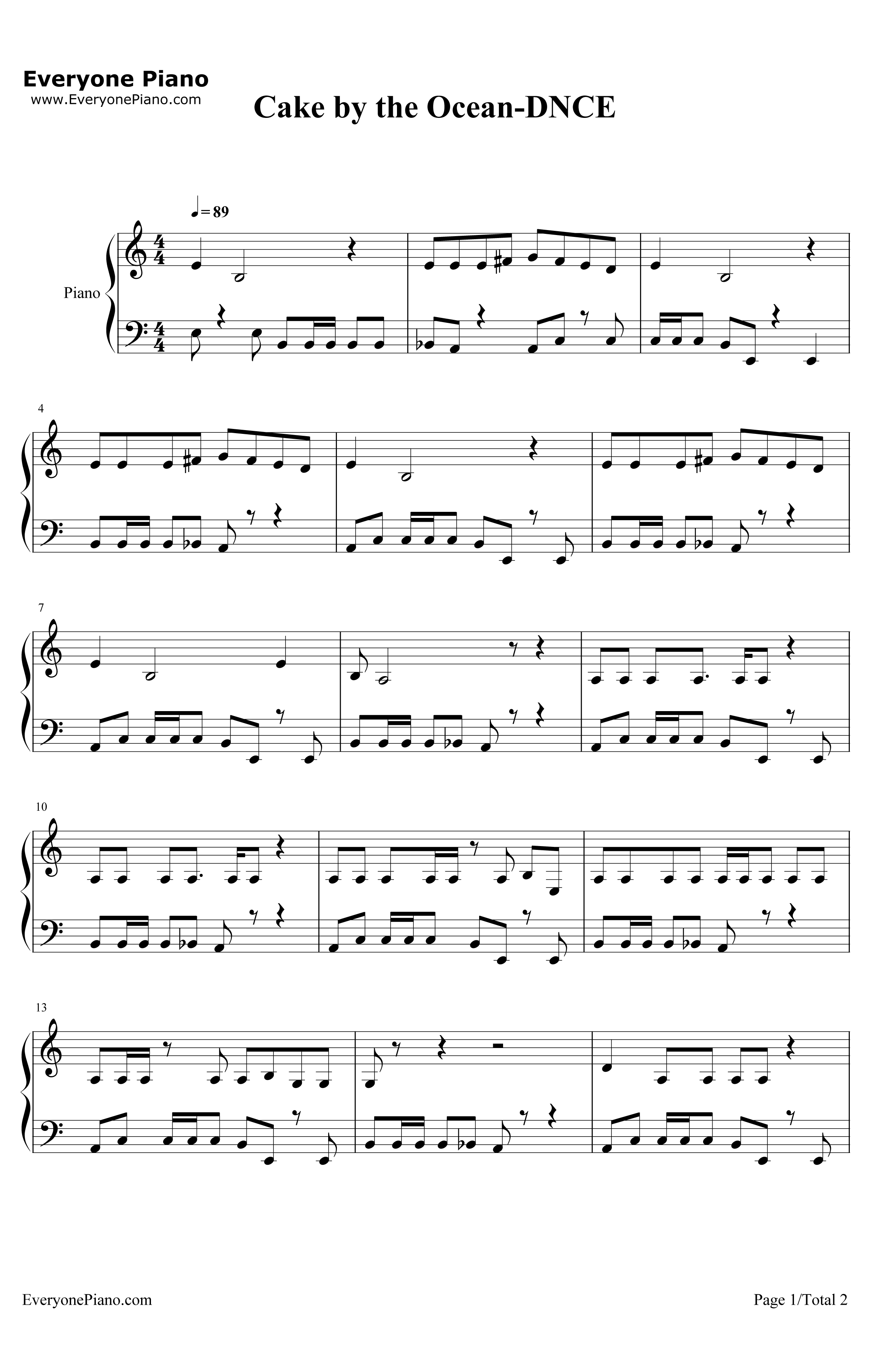 CakebytheOcean钢琴谱-DNCE1