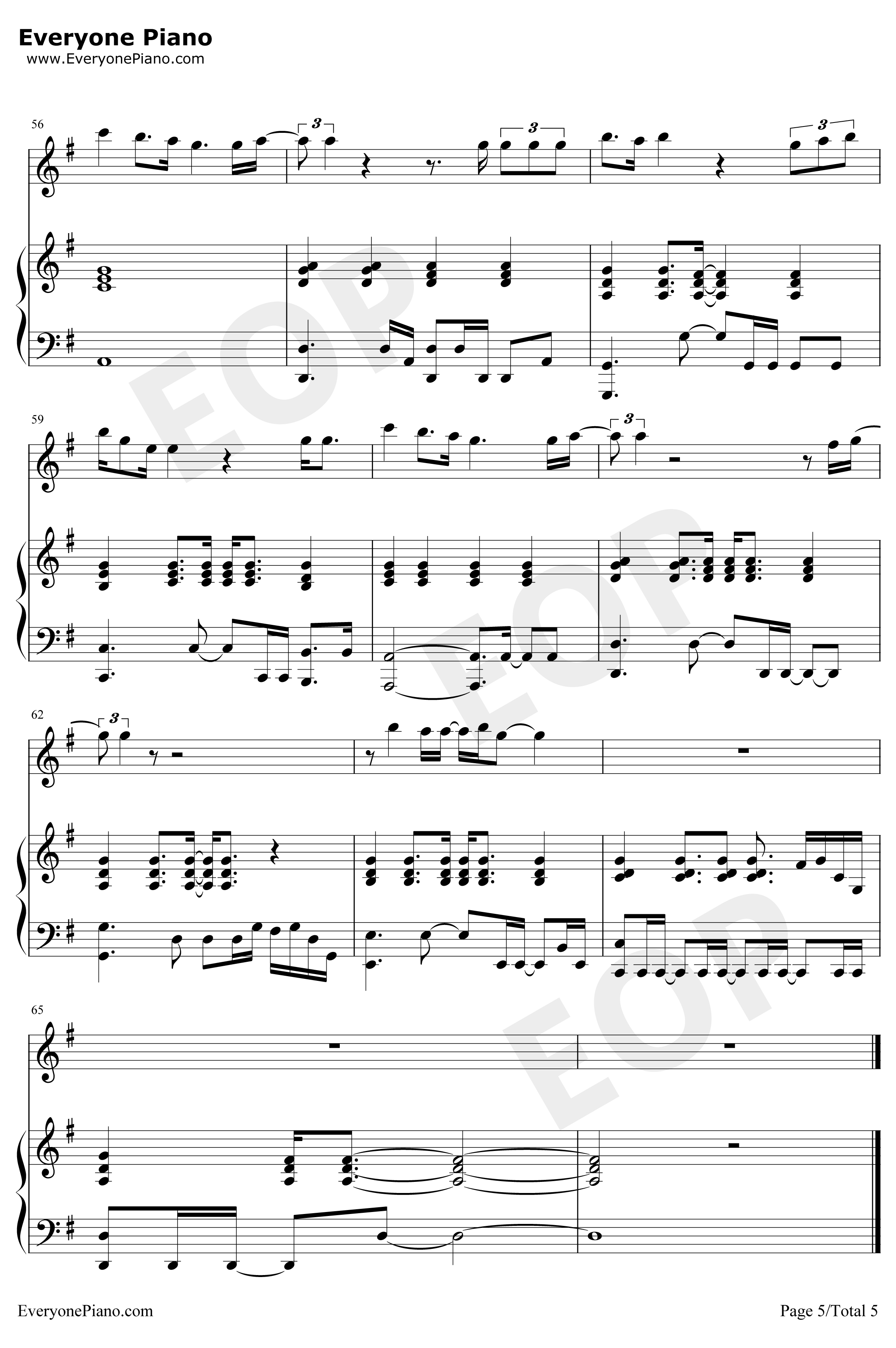 给你的歌钢琴谱-邓紫棋-催泪情歌5