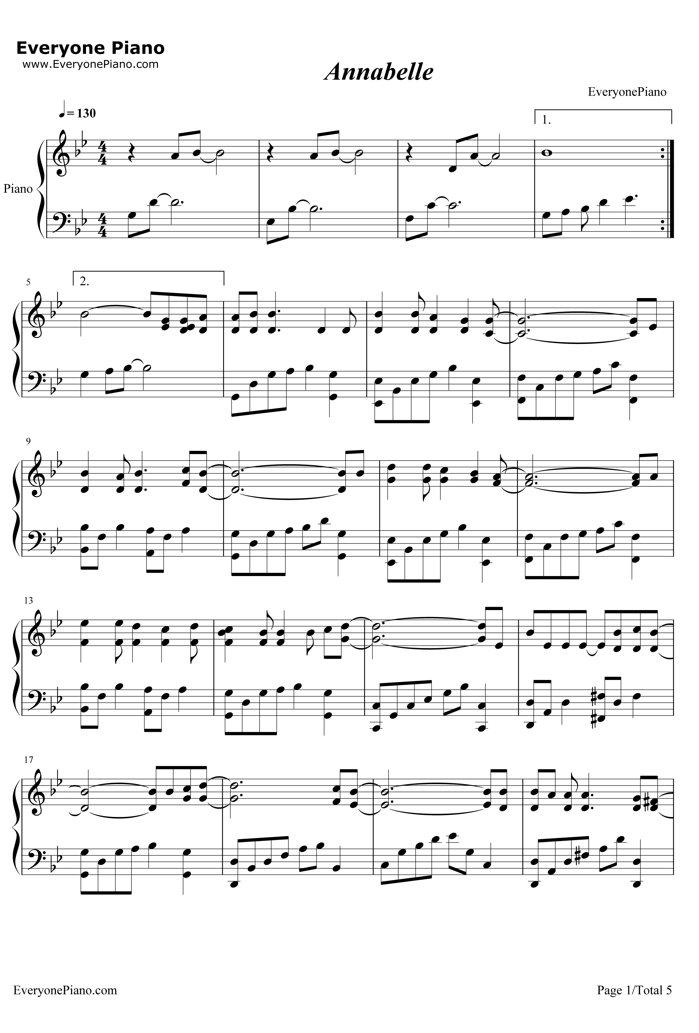 Annabelle钢琴谱-Pianoboy1