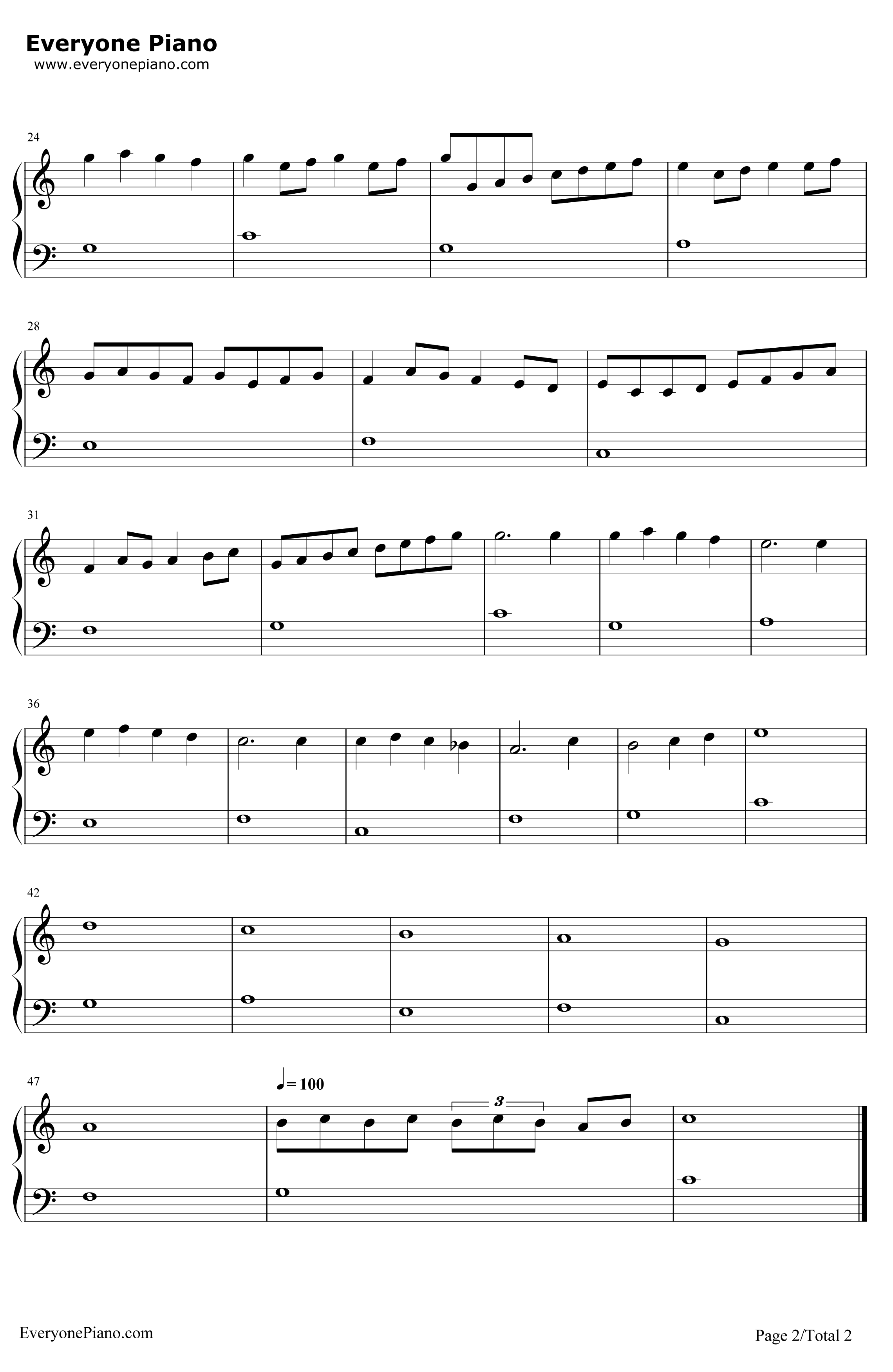 卡农钢琴谱-JohannPachelbel-简单版2