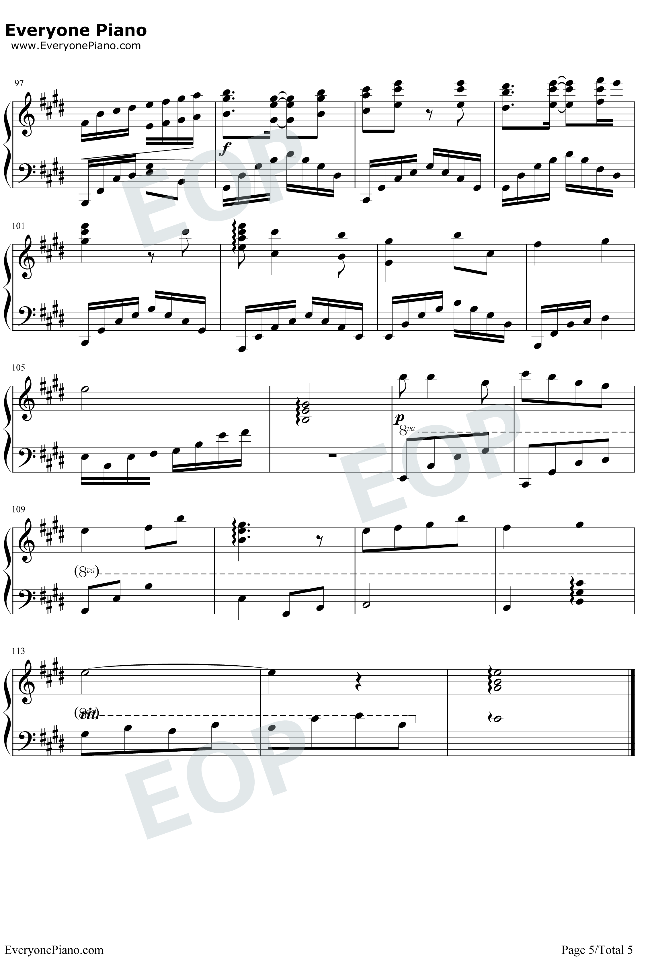 月光钢琴谱-羽泉5