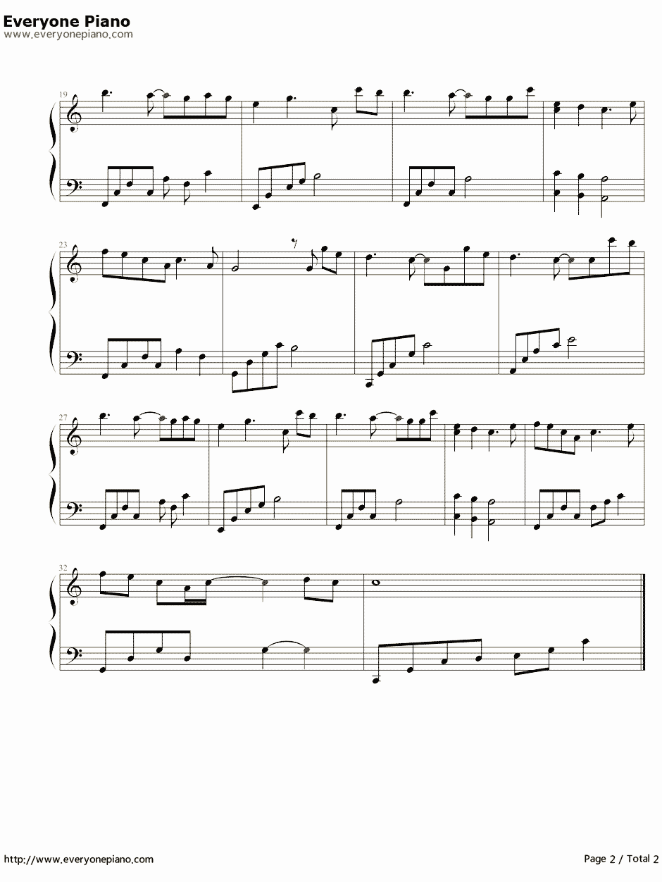 我愿意简单版钢琴谱-王菲2