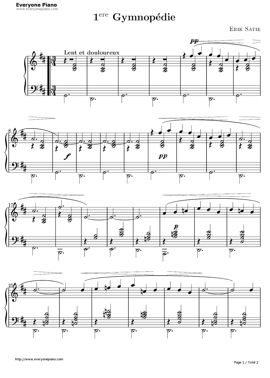 Gymnopédie No.1钢琴谱-ErikSatie1