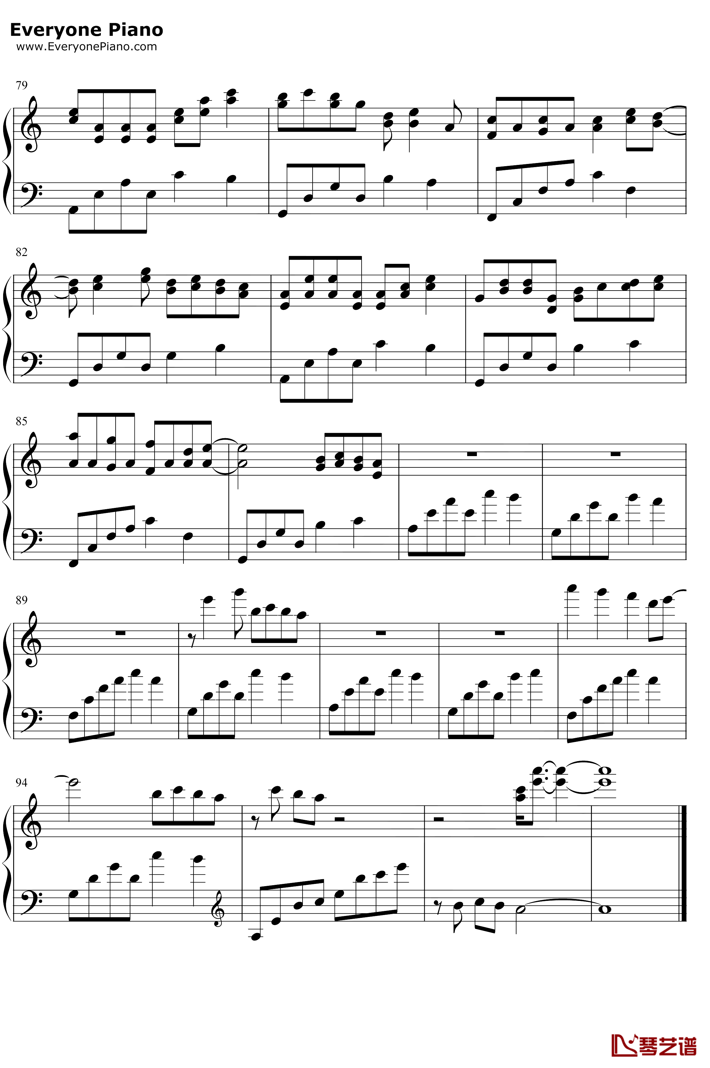 一米阳光钢琴谱-M小冯达-原创钢琴曲5