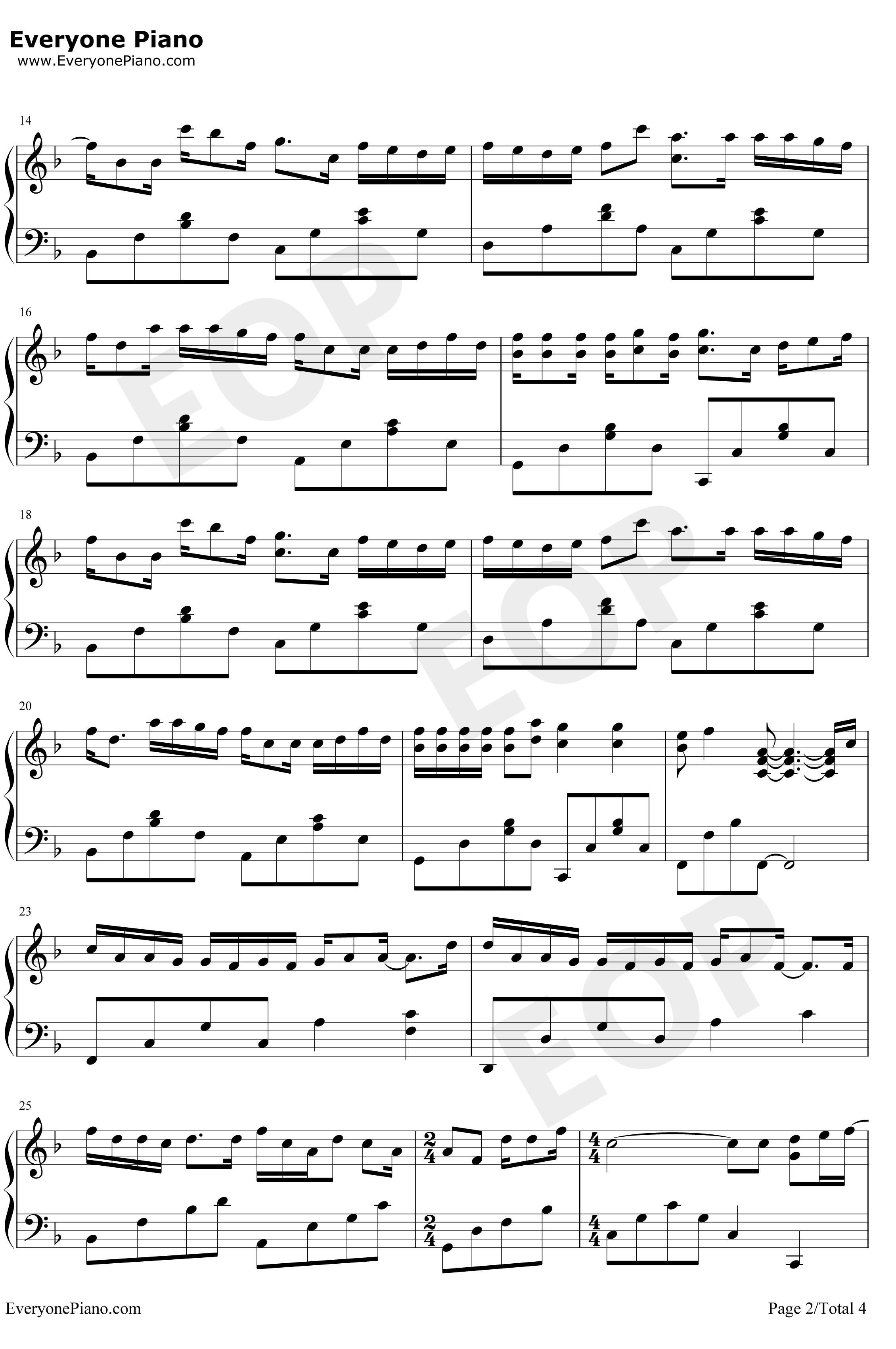 失忆钢琴谱-图小图-独奏版2