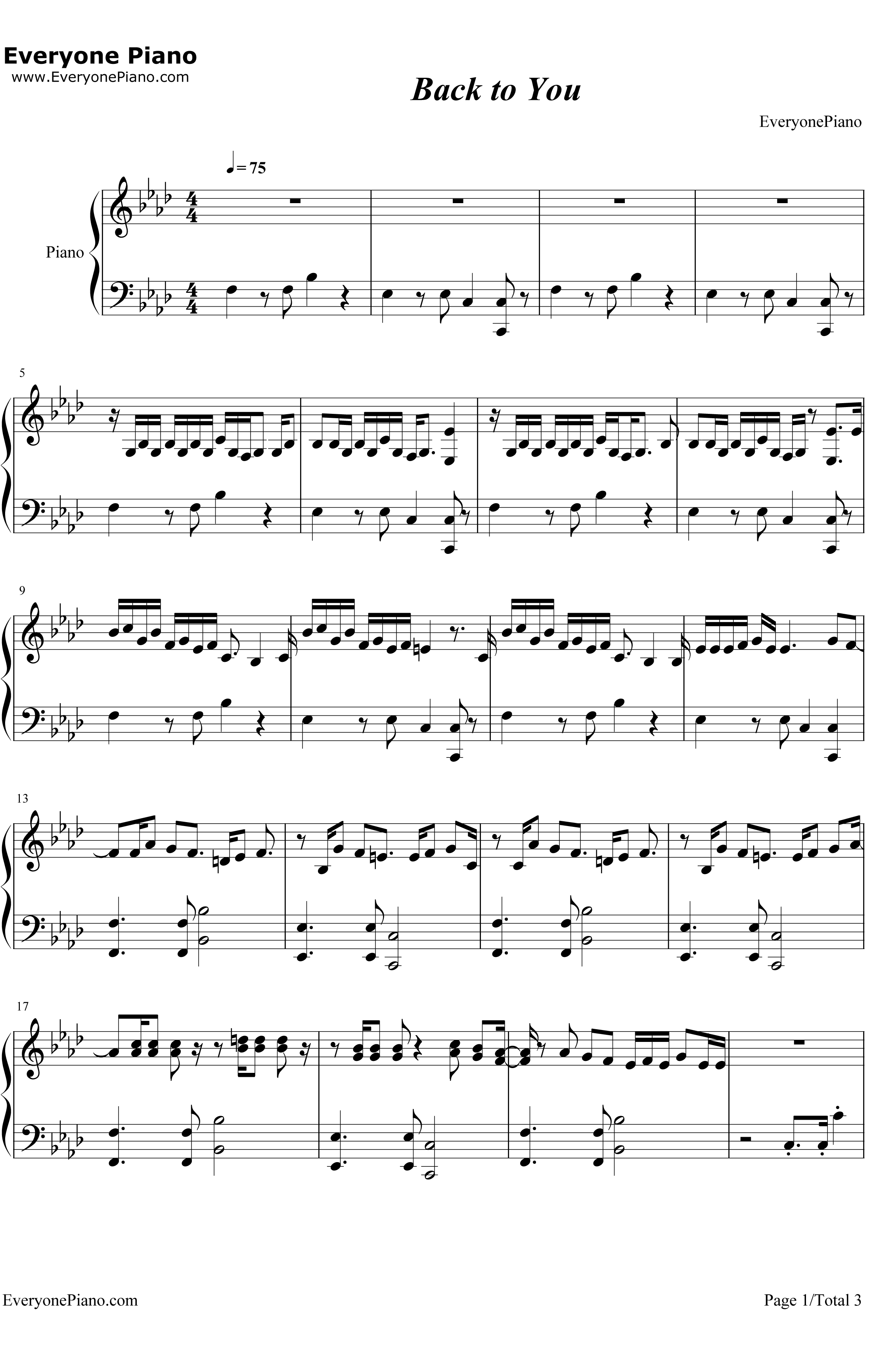 Back to You钢琴谱-LouisTomlinson1
