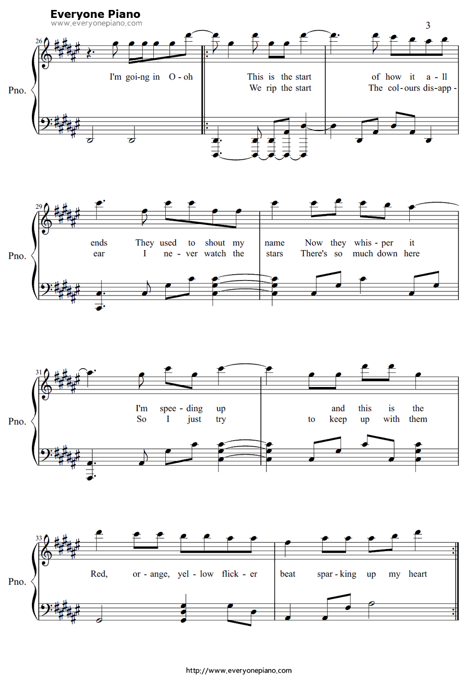 Yellow Flicker Beat钢琴谱-Lorde-饥饿游戏3：嘲笑鸟（上）主题曲3