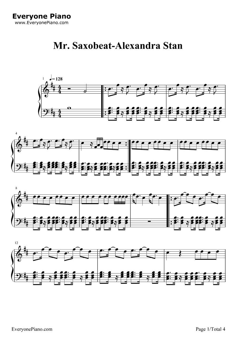 Mr.Saxobeat钢琴谱-AlexandraStan1