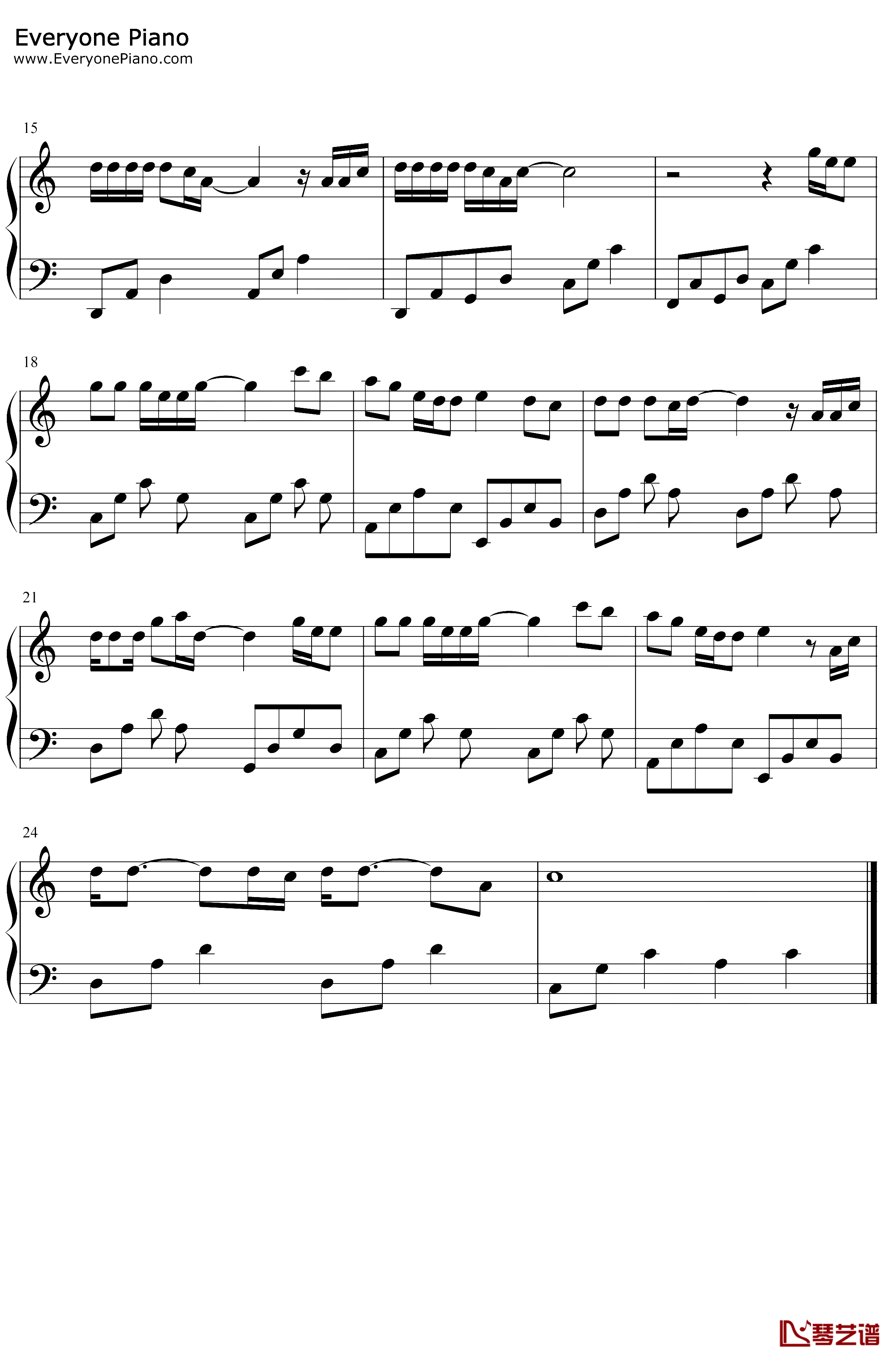 壮志在我胸钢琴谱-成龙-C调简单版-成龙励志歌曲2