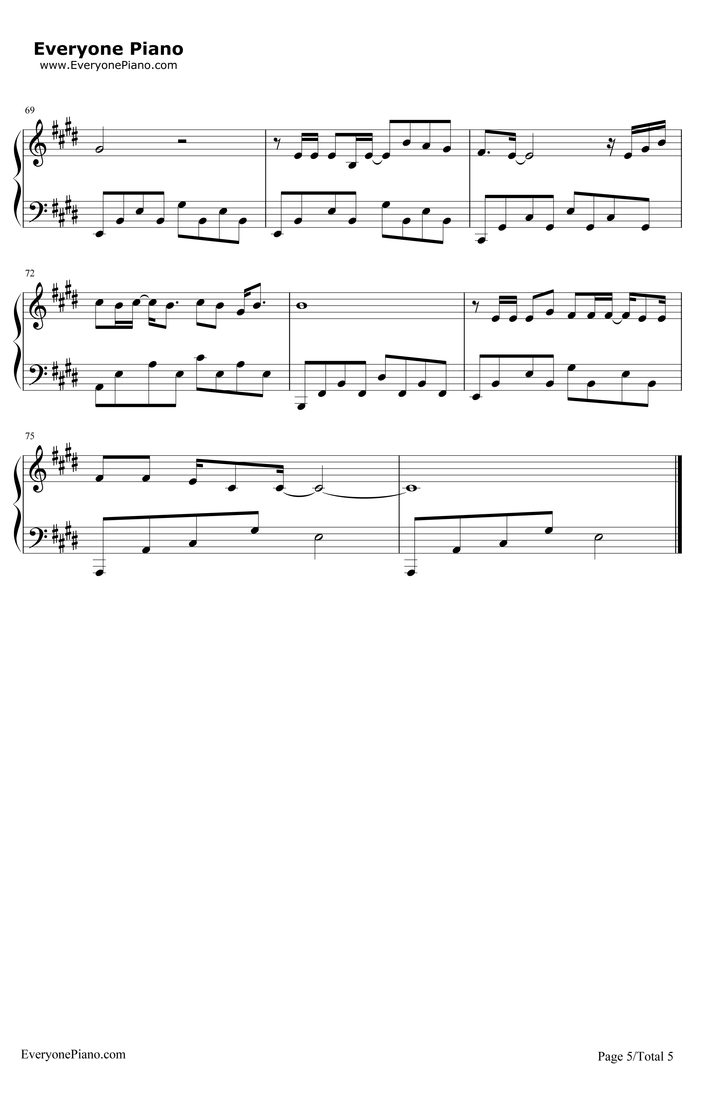 传奇钢琴谱-王菲5