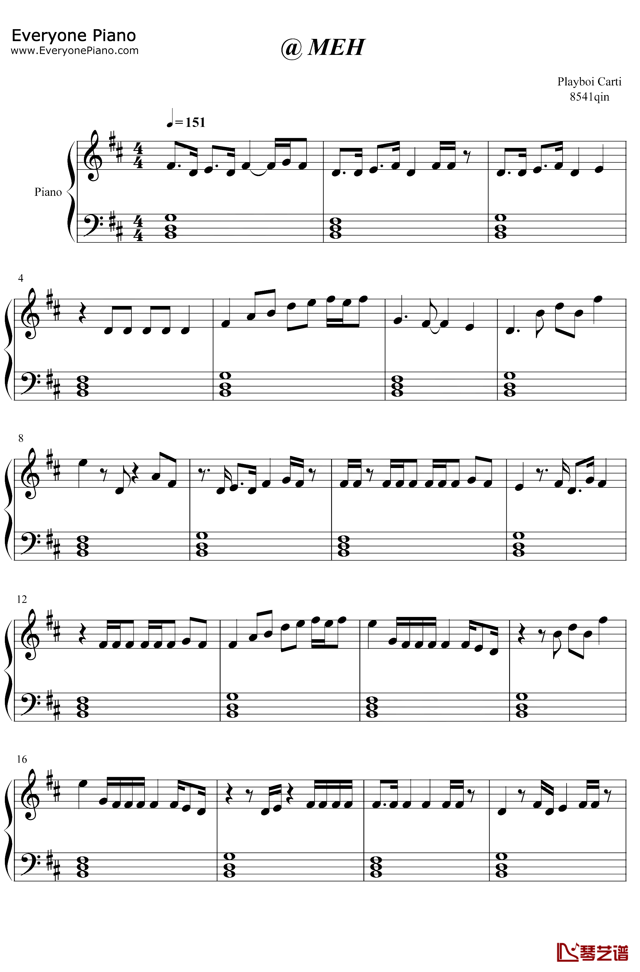 MEH钢琴谱-Playboi Carti1