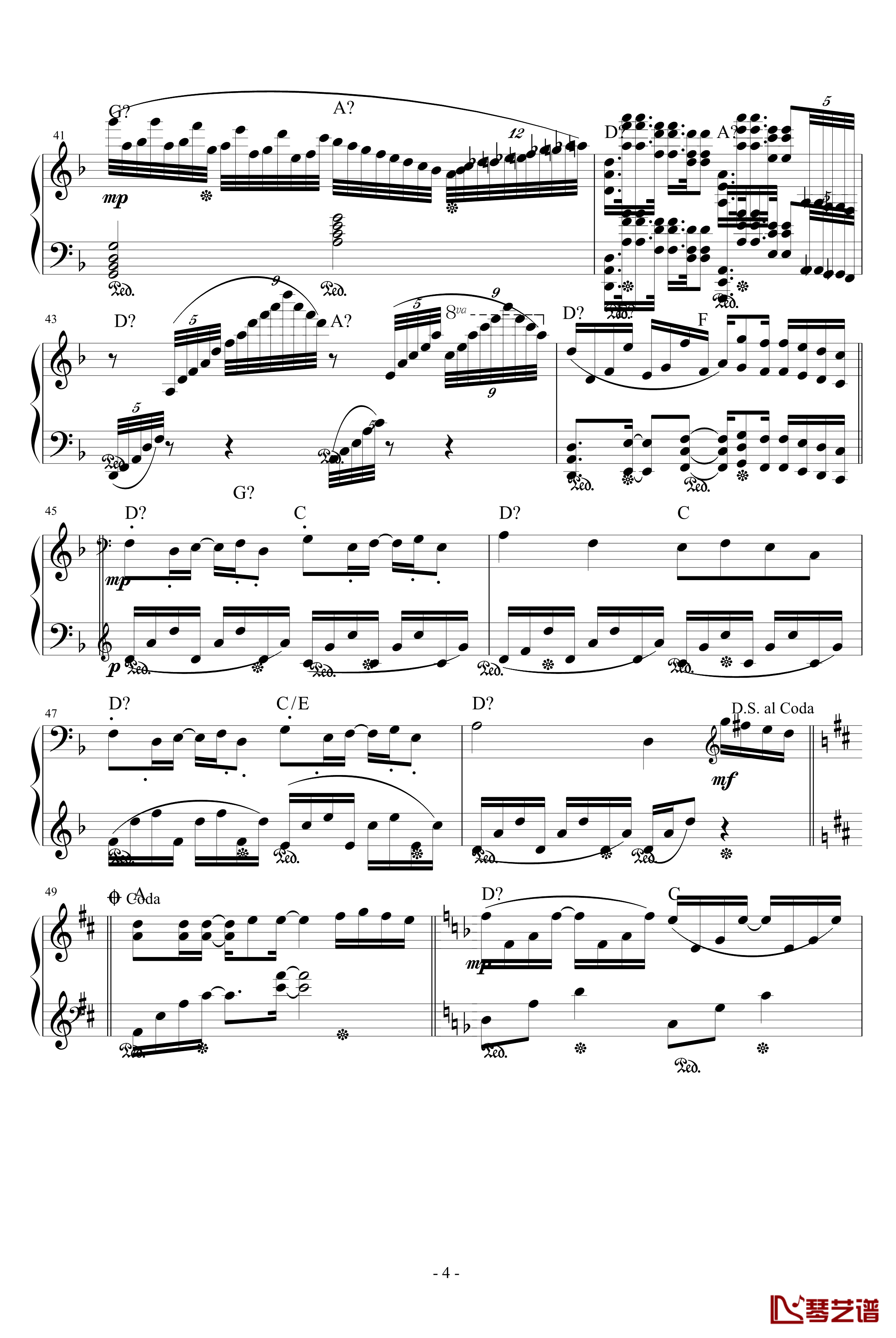 画沙钢琴谱-完整版-周杰伦4