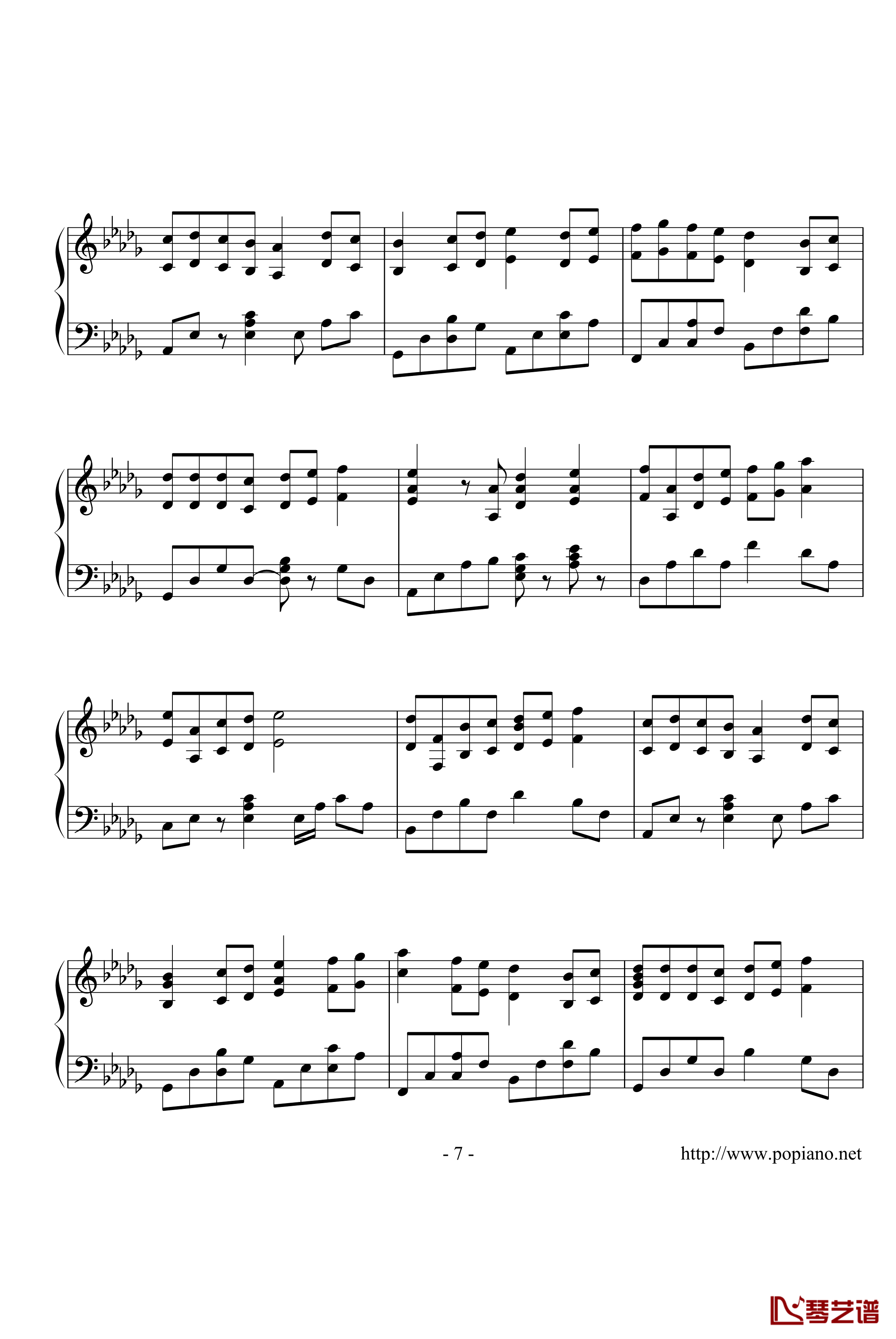 棉花糖钢琴谱-演奏版-至上励合7