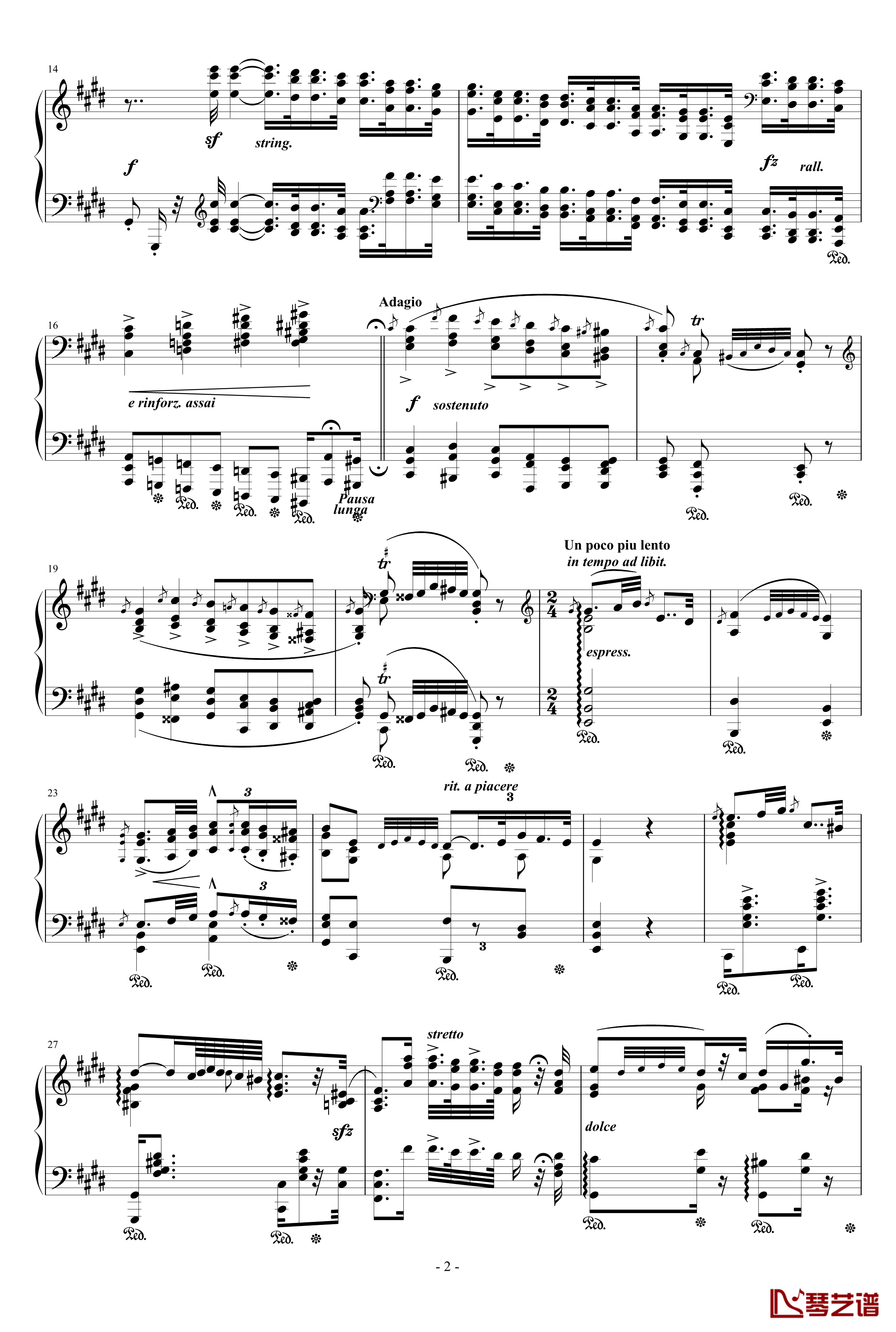 匈牙利狂想曲12号钢琴谱-著名的匈狂-李斯特2