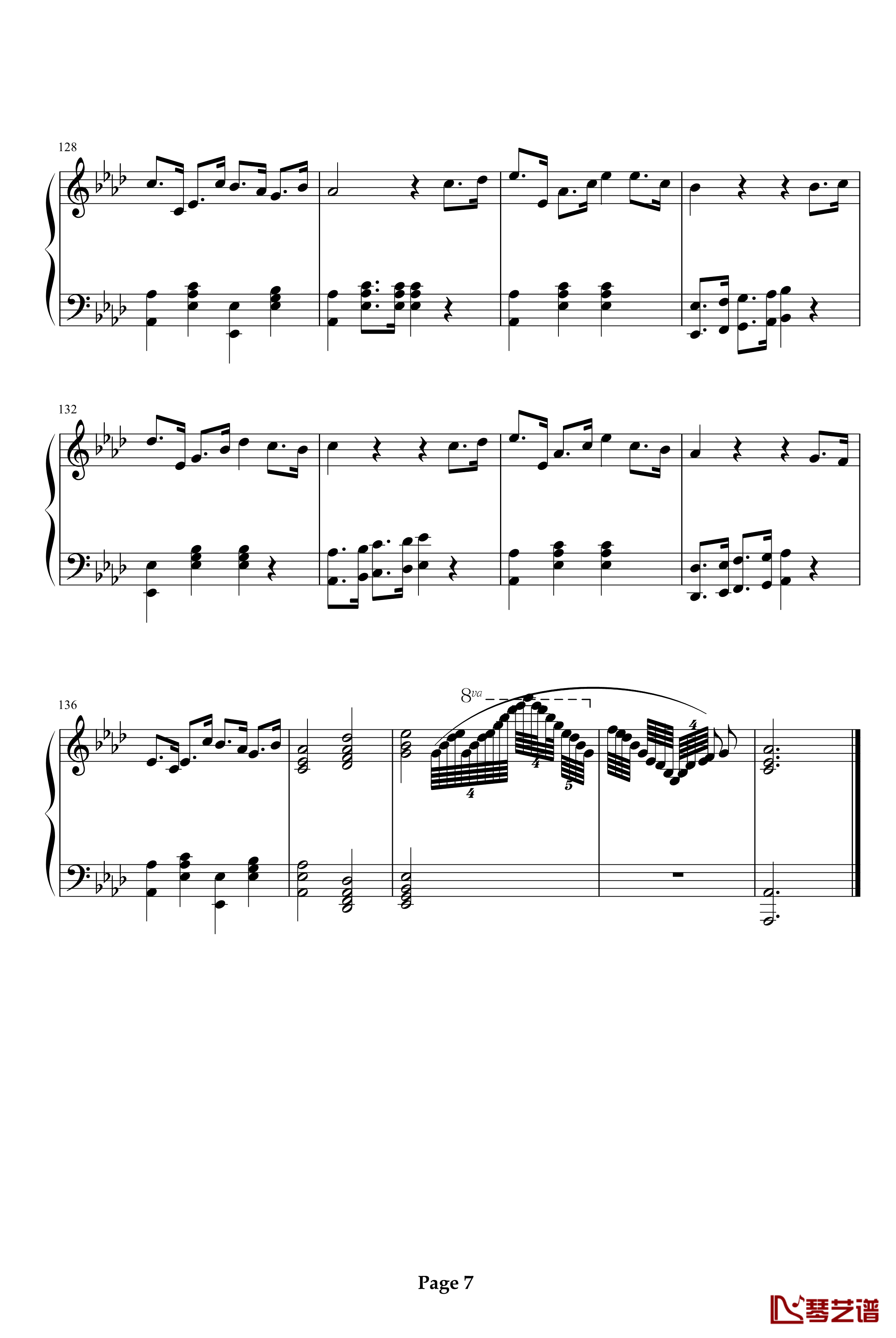 甜蜜奏鸣曲钢琴谱-三连音附指法-巴达尔杰斯卡7