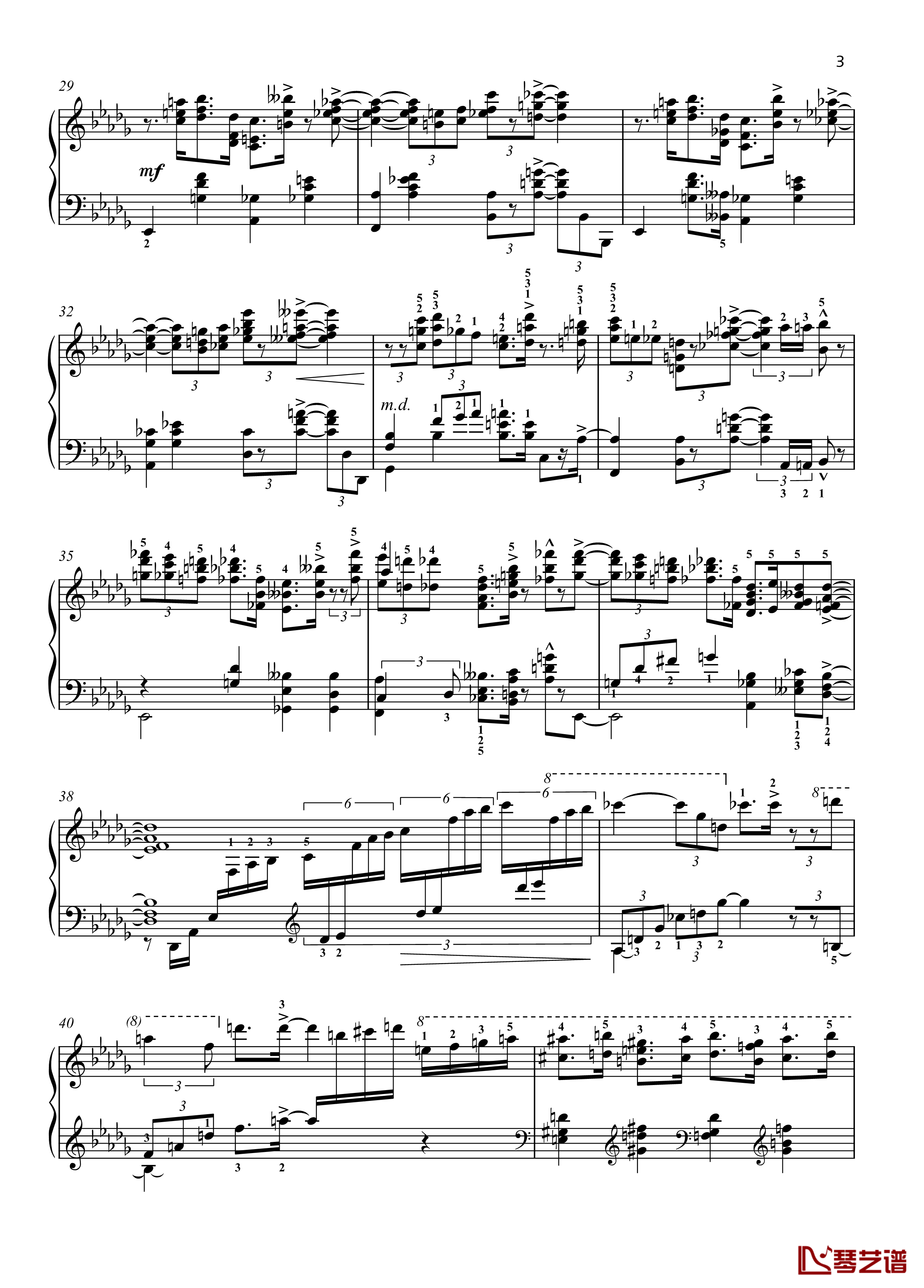 八首音乐会练习曲钢琴谱-Eight Concert ?tudes Op 40 - No. 7. Intermezzo. Allegretto-爵士-尼古拉·凯帕斯汀3
