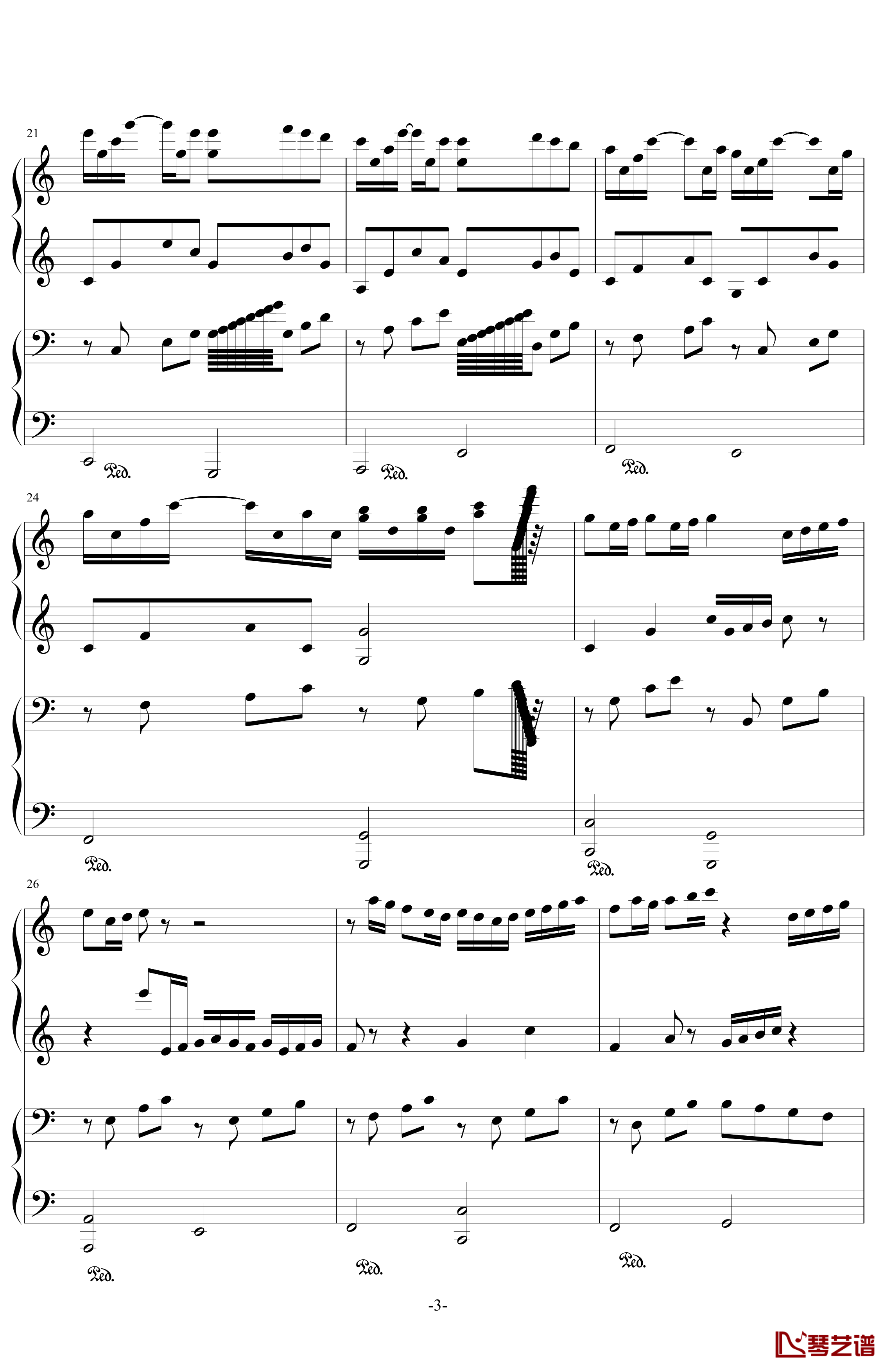 卡农钢琴谱-四手联弹-帕赫贝尔-Pachelbel3