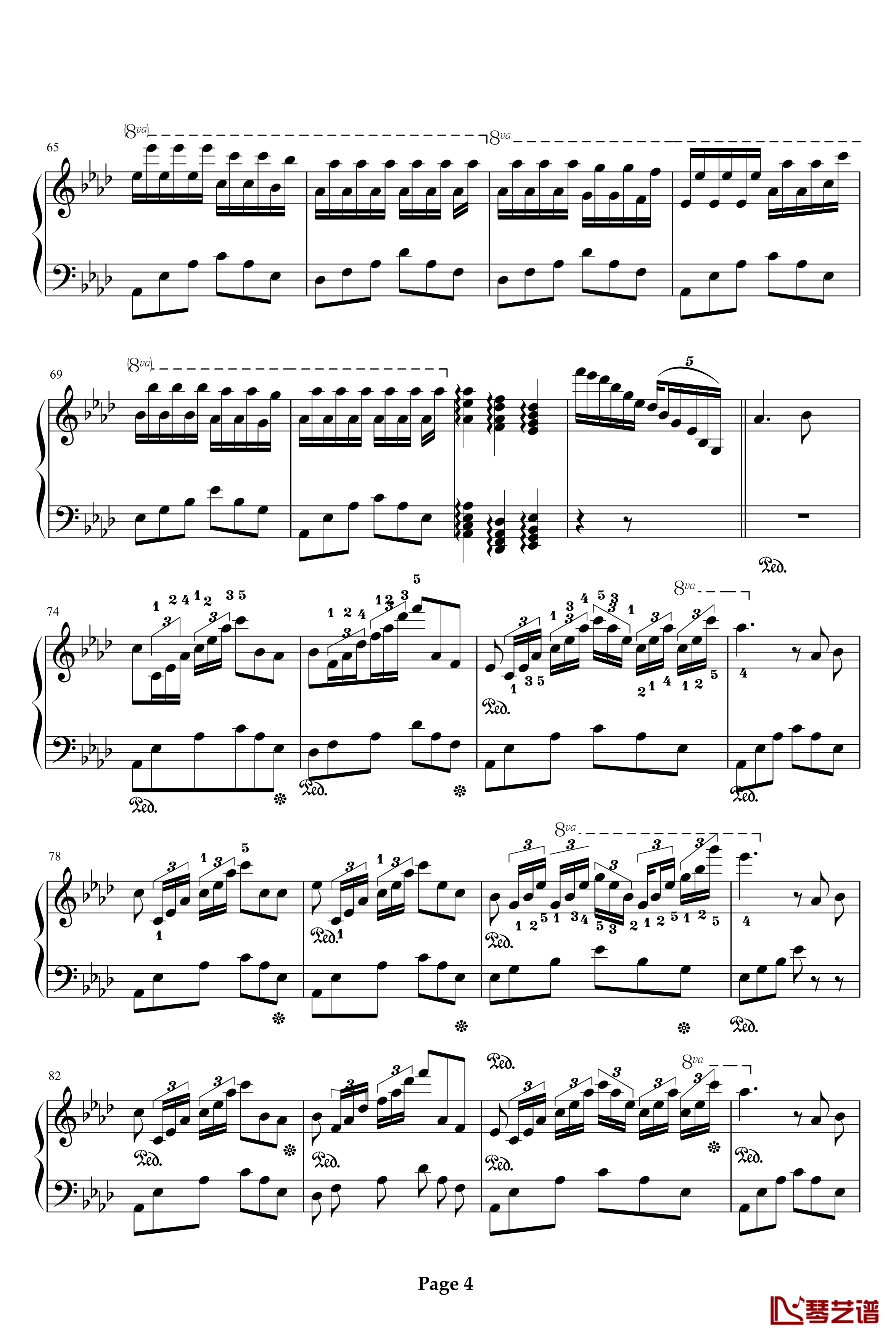 甜蜜奏鸣曲钢琴谱-三连音附指法-巴达尔杰斯卡4