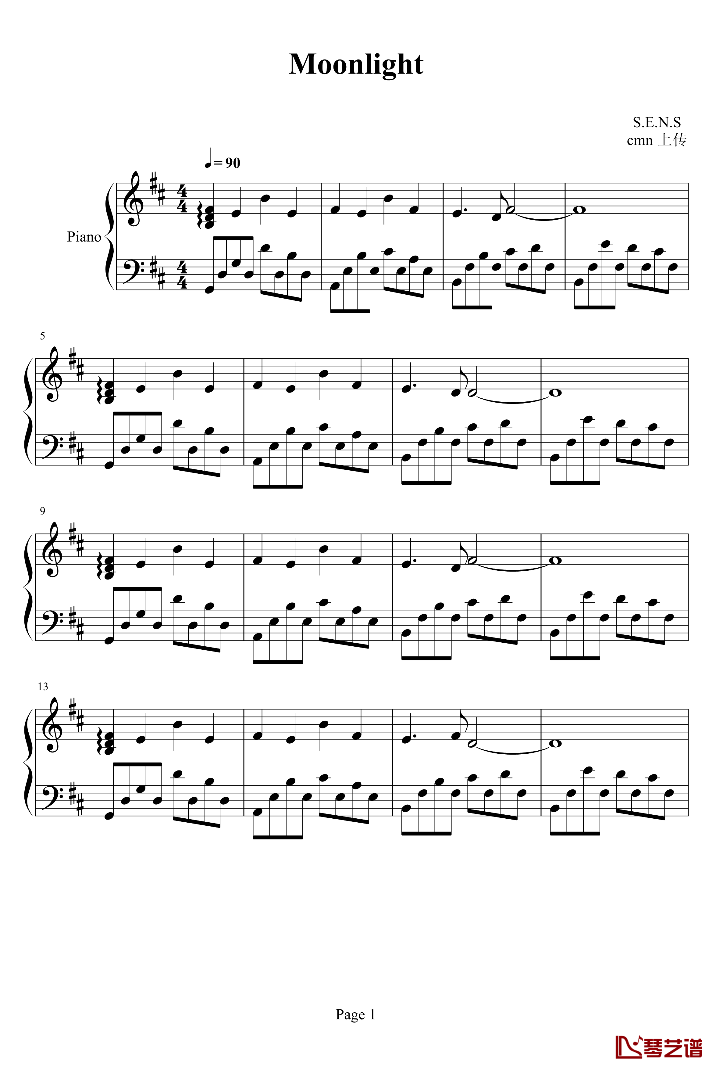 Moonlight钢琴谱-S.E.N.S1