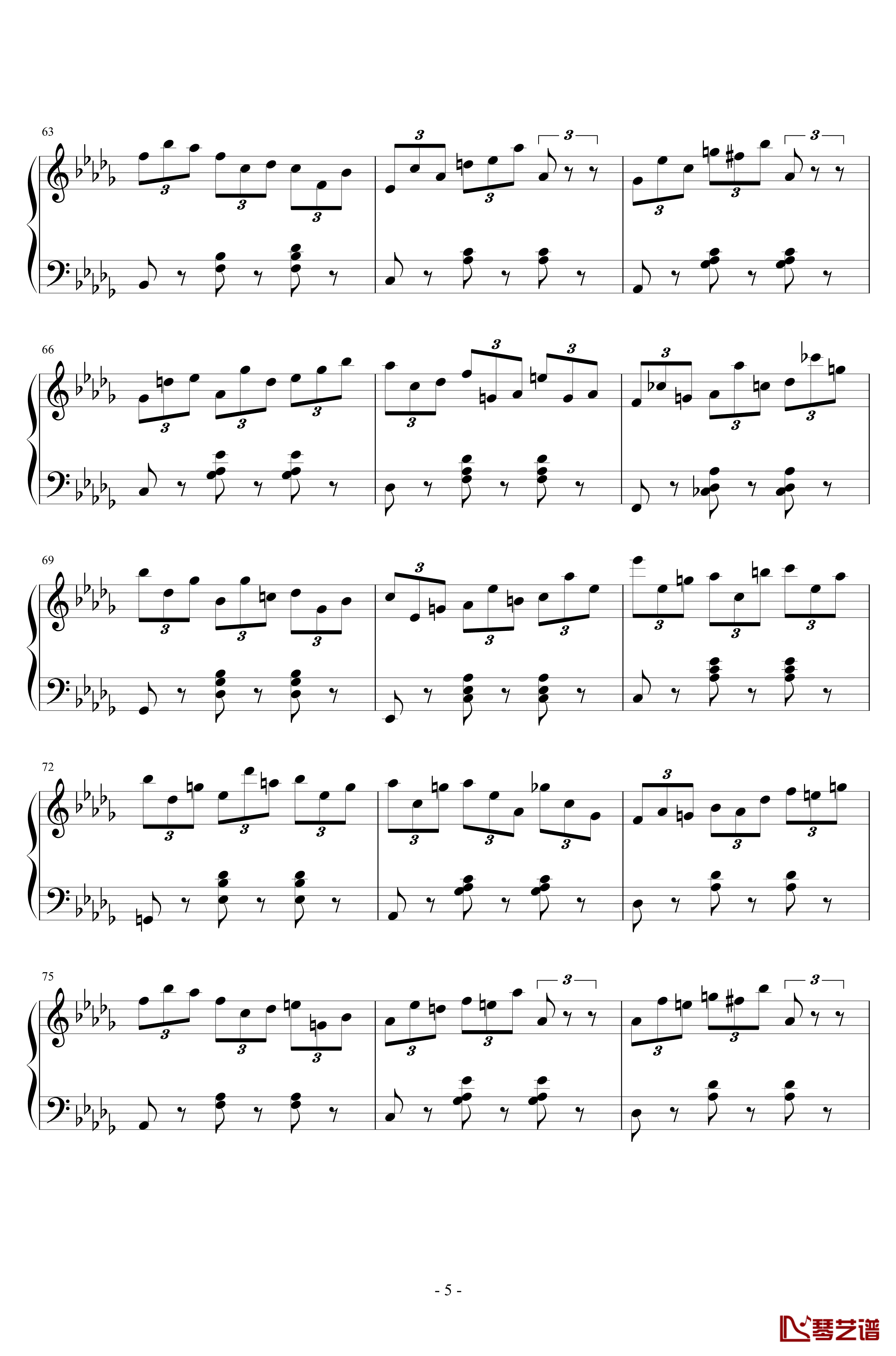 练习曲No.1 Op.6 降D大调练习曲钢琴谱-江畔新绿5