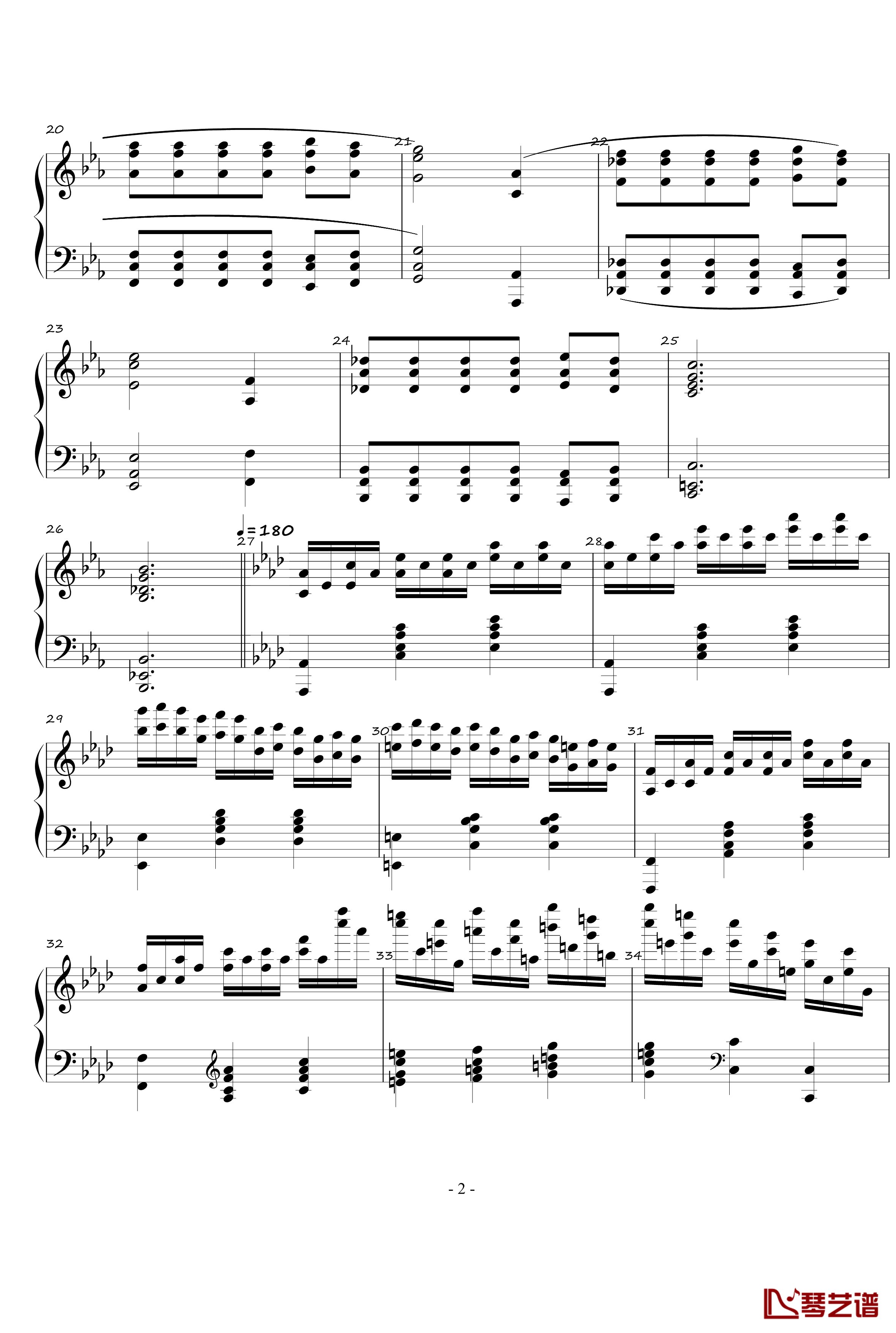 火星的故事钢琴谱-火星先生Op.3 No.12