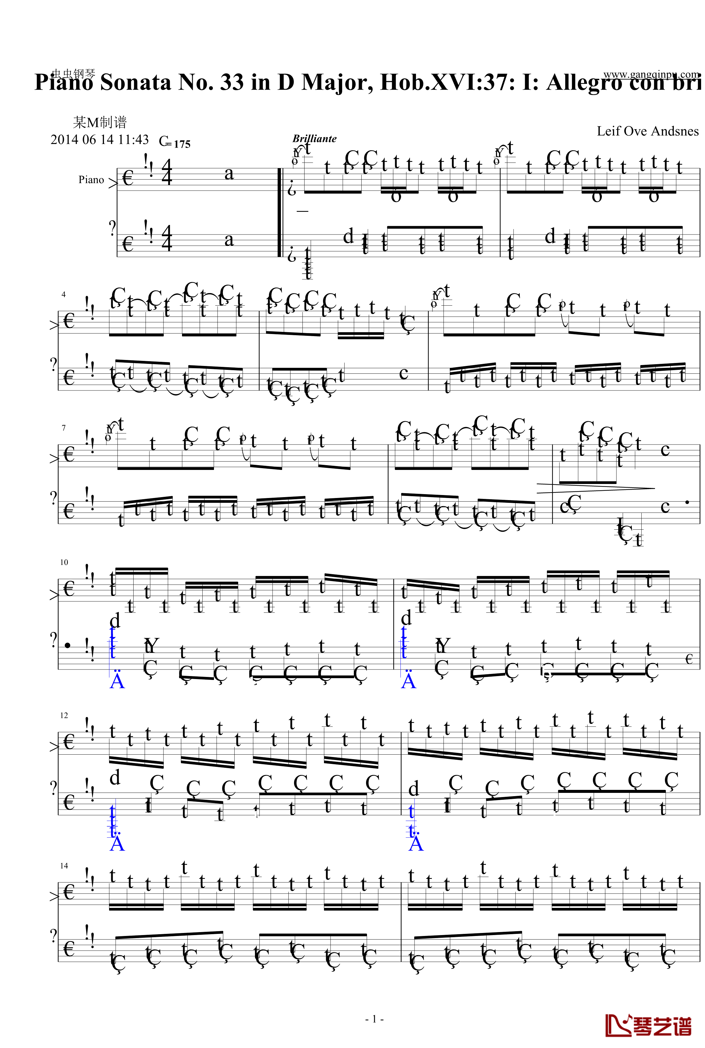 Piano Sonata No. 33 in D Major钢琴谱-Leif Ove Andsnes1