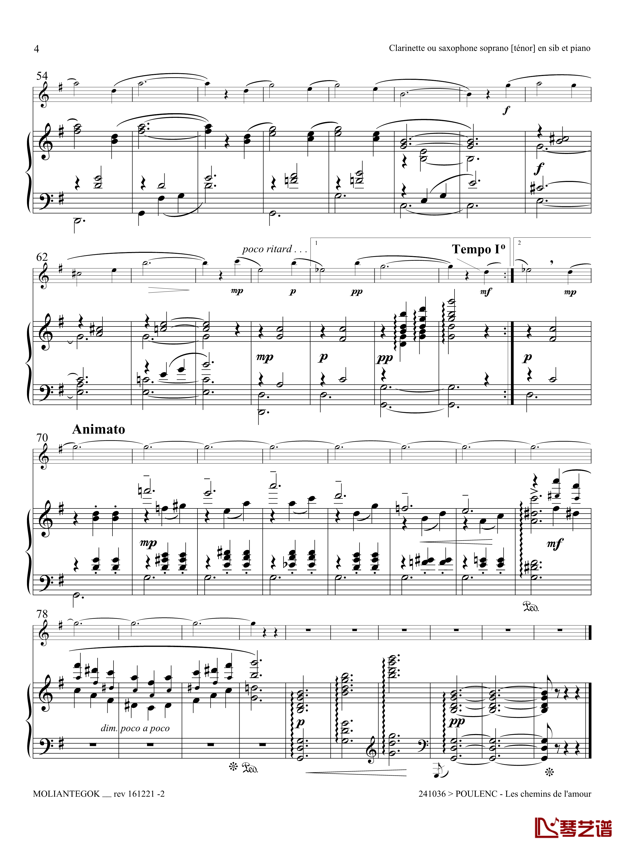爱的小径钢琴谱-普朗克3