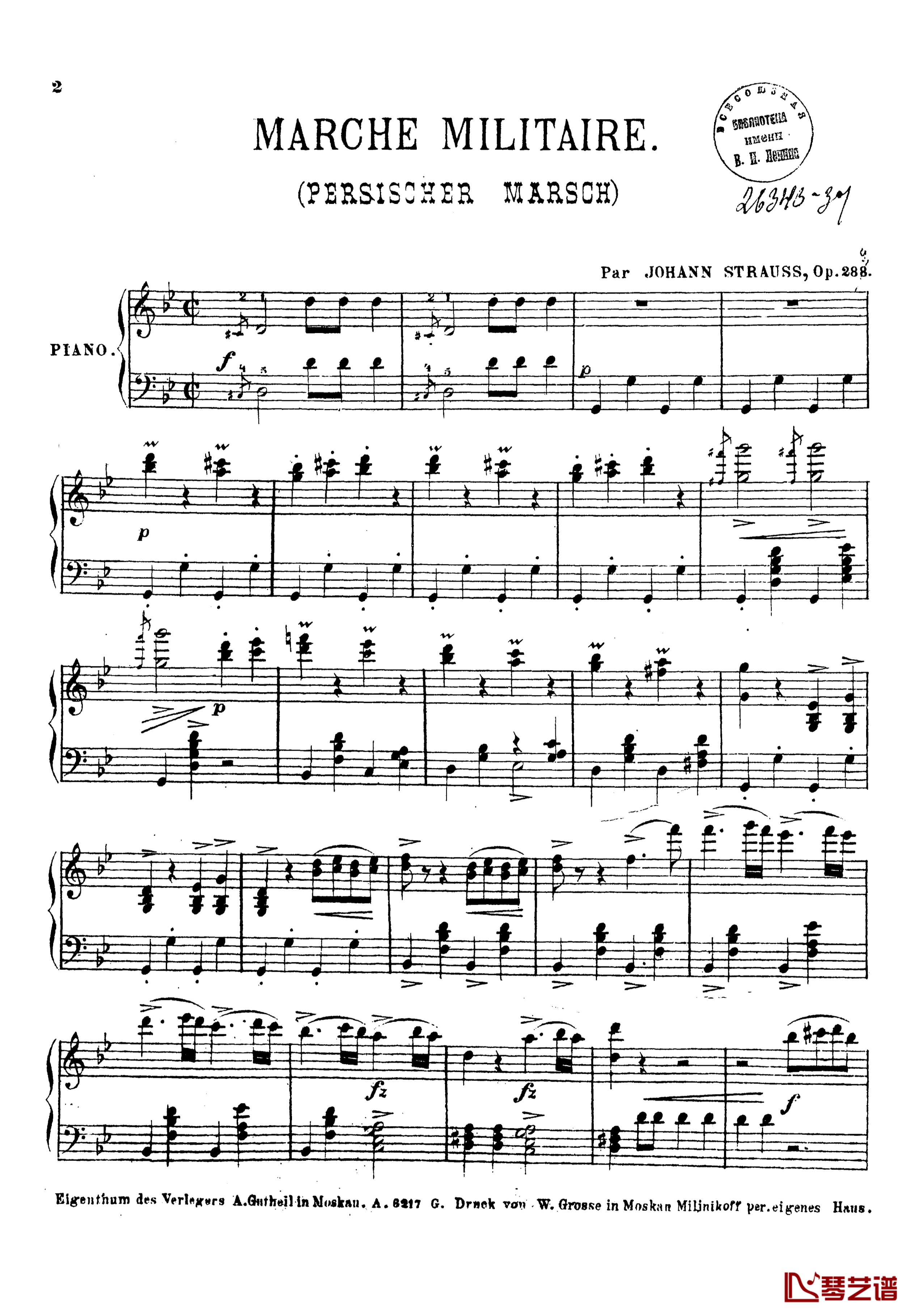 波斯进行曲Op.289钢琴谱-约翰·斯特劳斯2