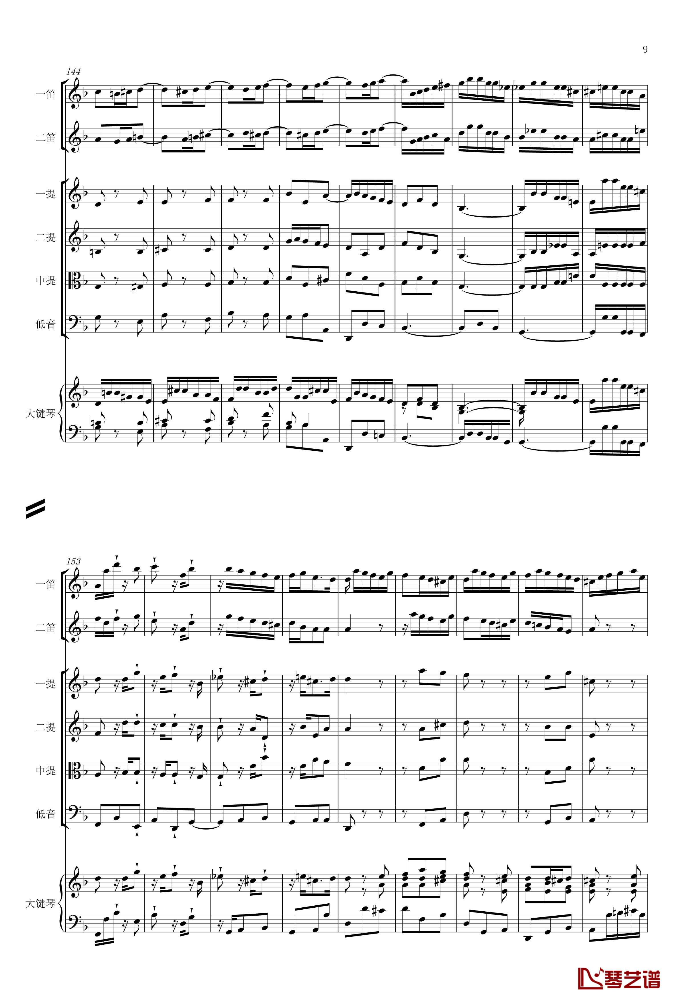F大调第六号钢琴协奏曲钢琴谱-第一乐章-巴哈-Bach, Johann Sebastian9