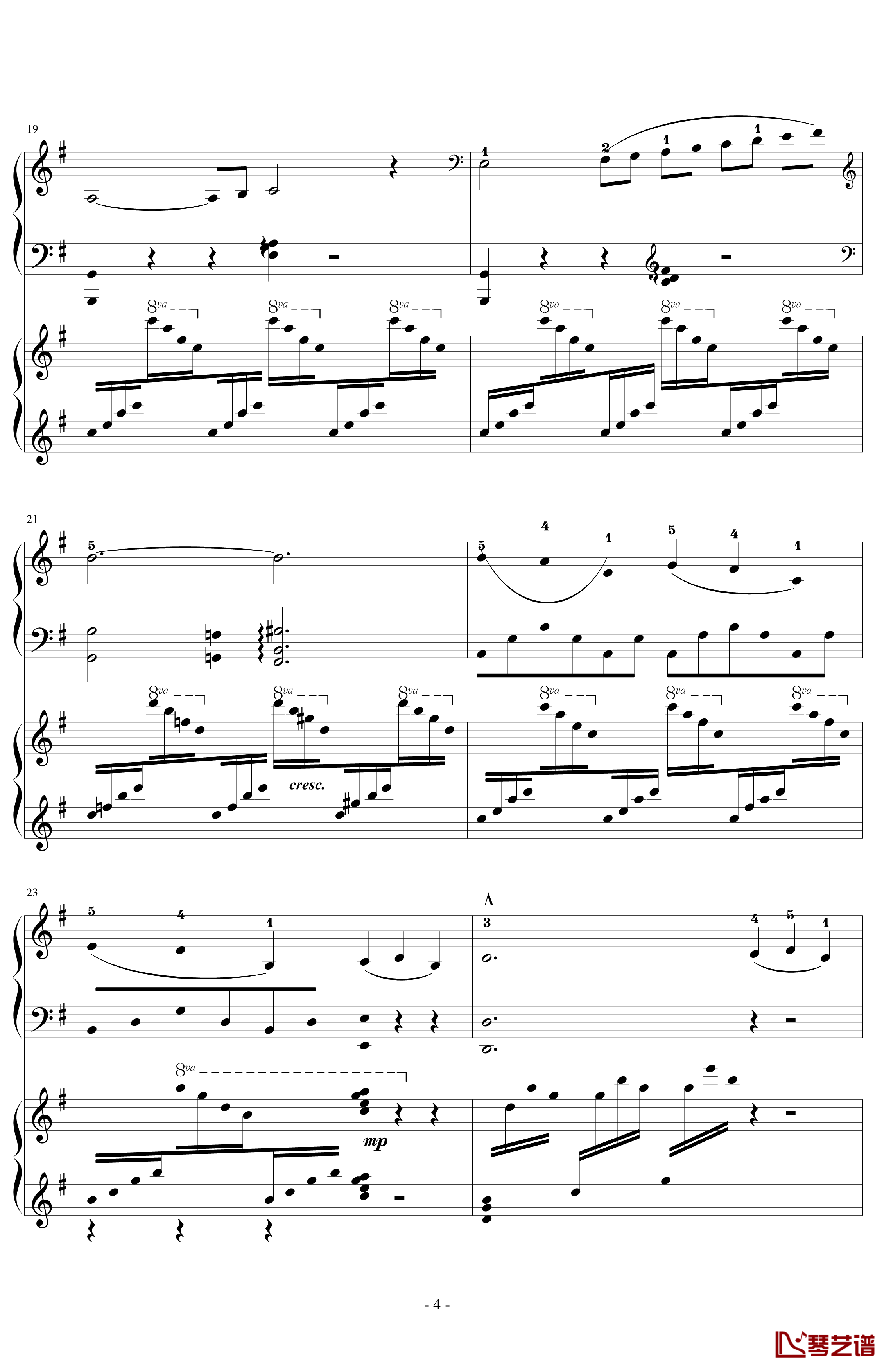 天鹅钢琴谱-四手联弹-圣桑4