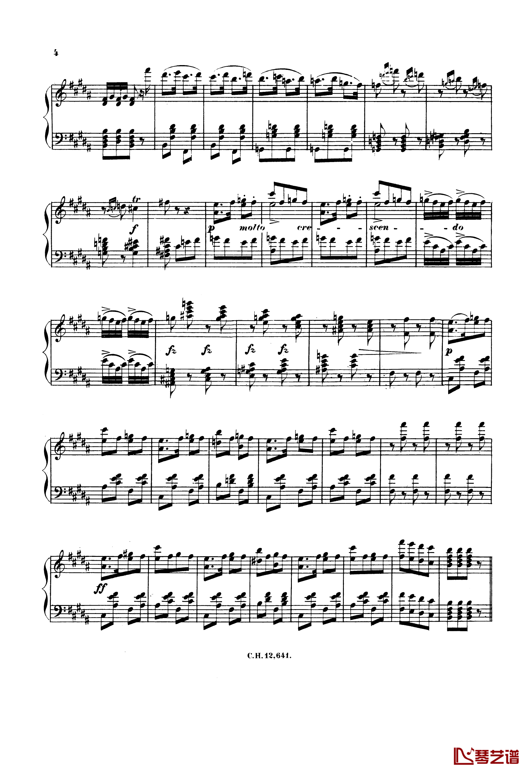 激情四射快速波尔卡Op.260钢琴谱-约翰·施特劳斯4