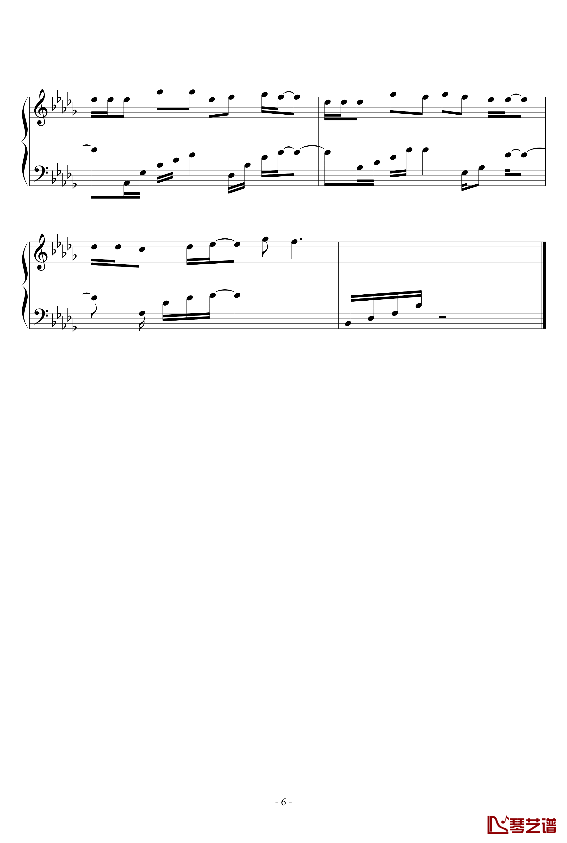 和平分手钢琴谱-徐良L6