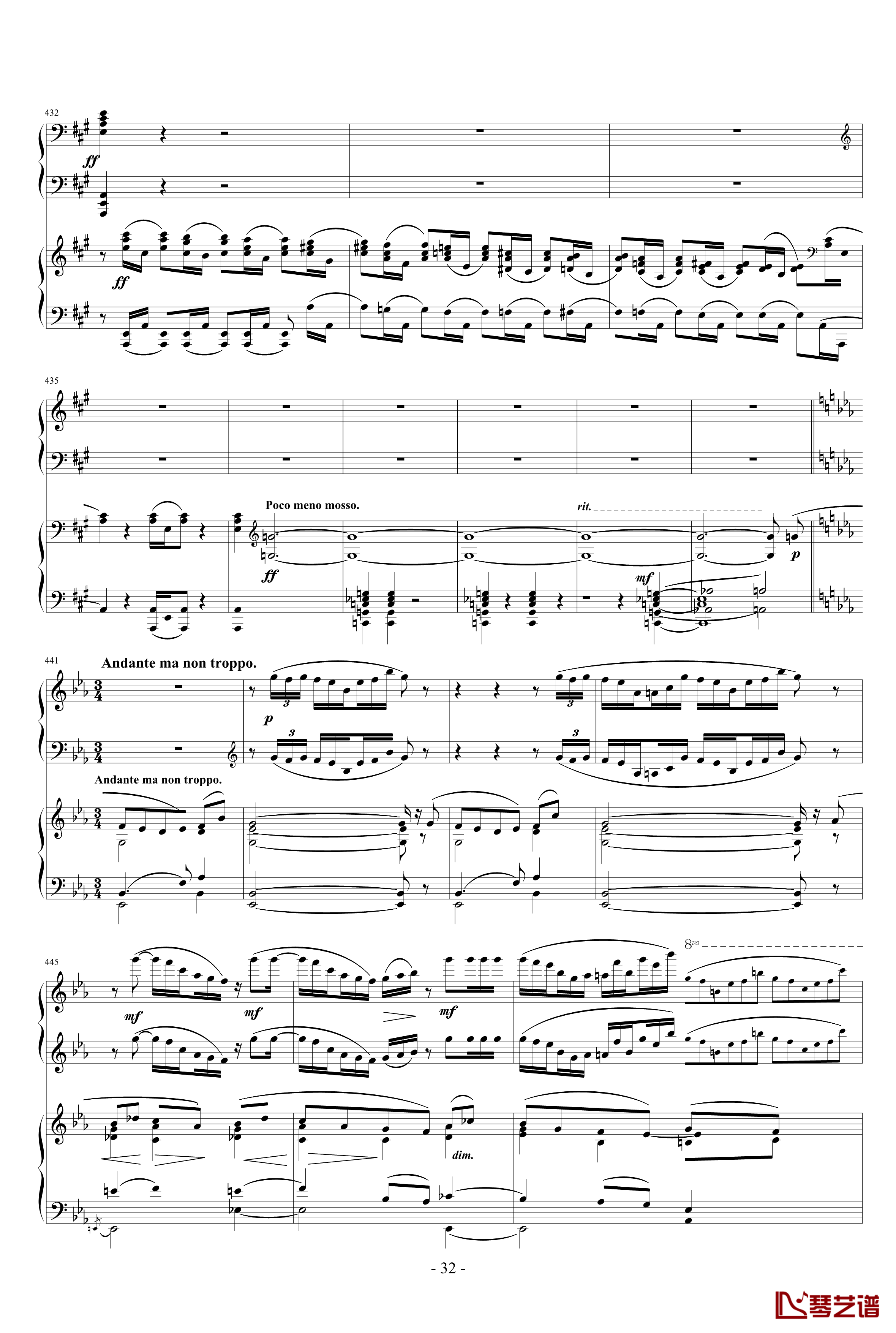 拉赫玛尼诺夫第一钢琴协奏曲 Op.1钢琴谱-拉赫马尼若夫32