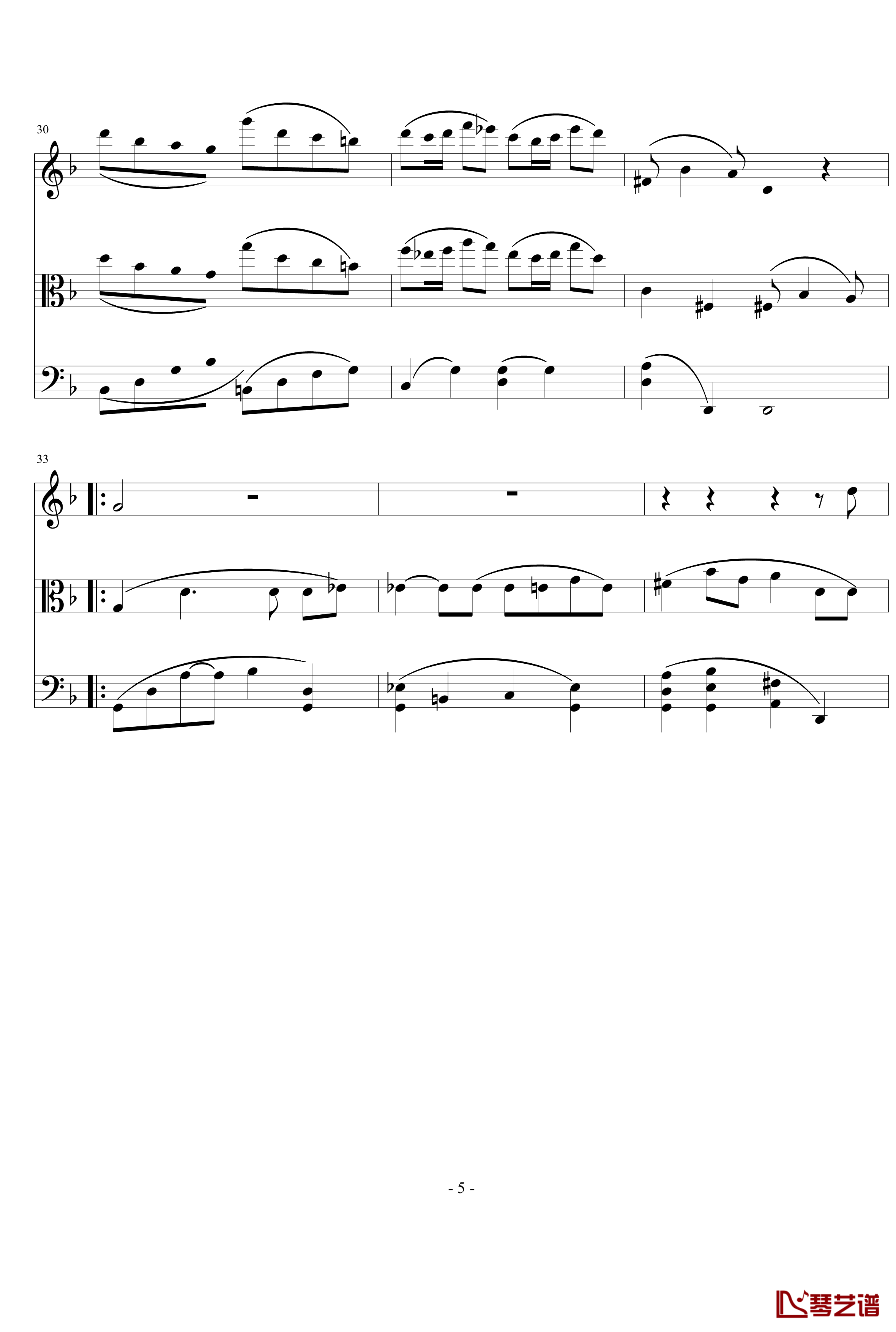 弦乐小品钢琴谱-nyride-D大调5