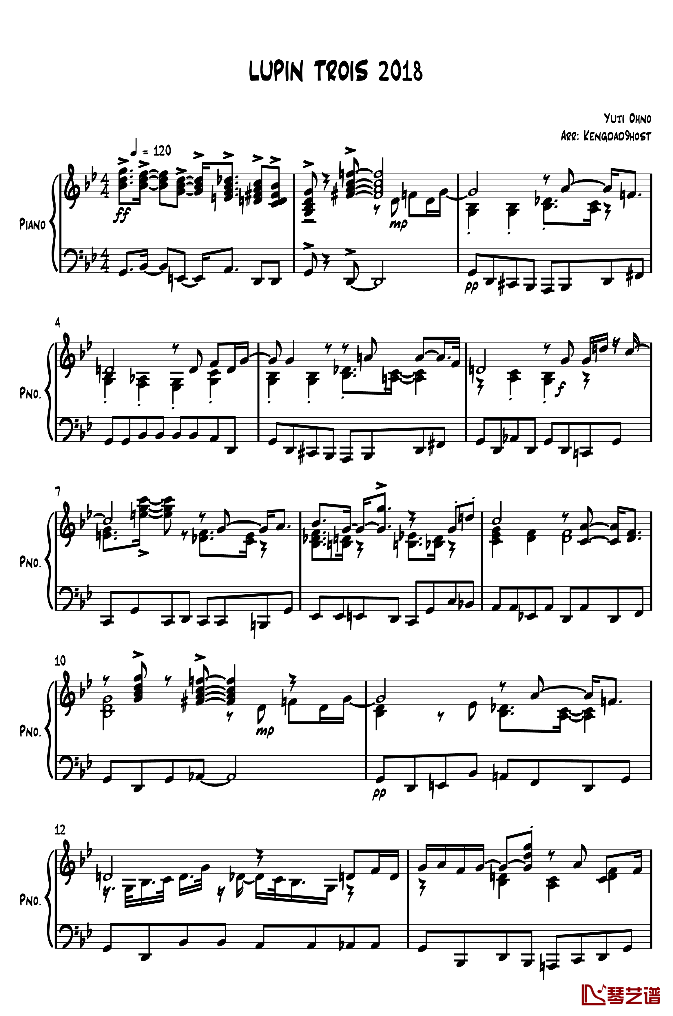 鲁邦三世2018钢琴谱-鲁邦三世1
