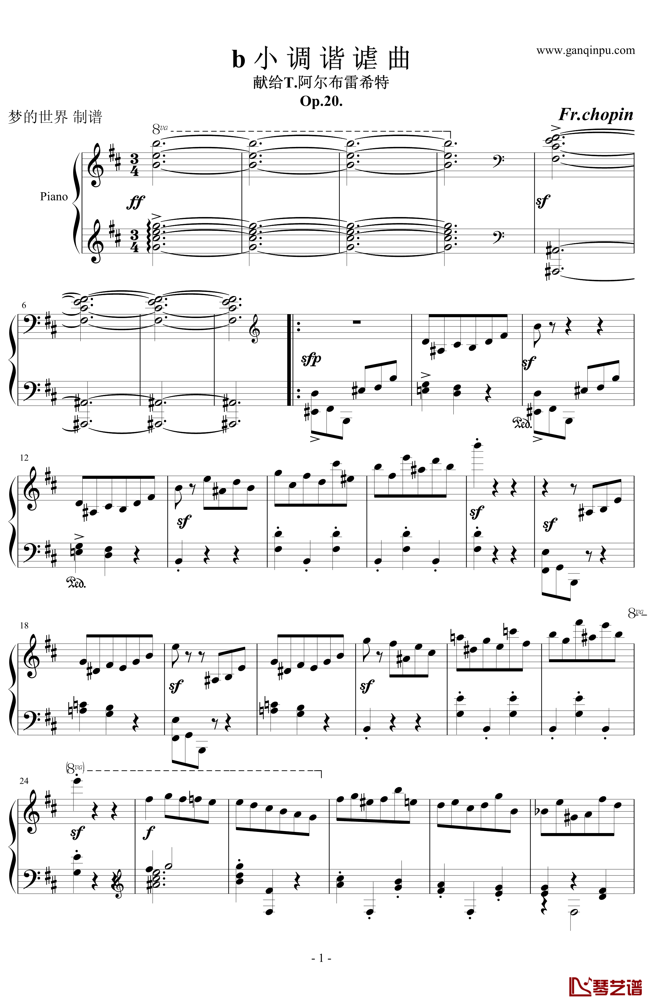 肖邦第一谐谑曲钢琴谱-肖邦-chopin1