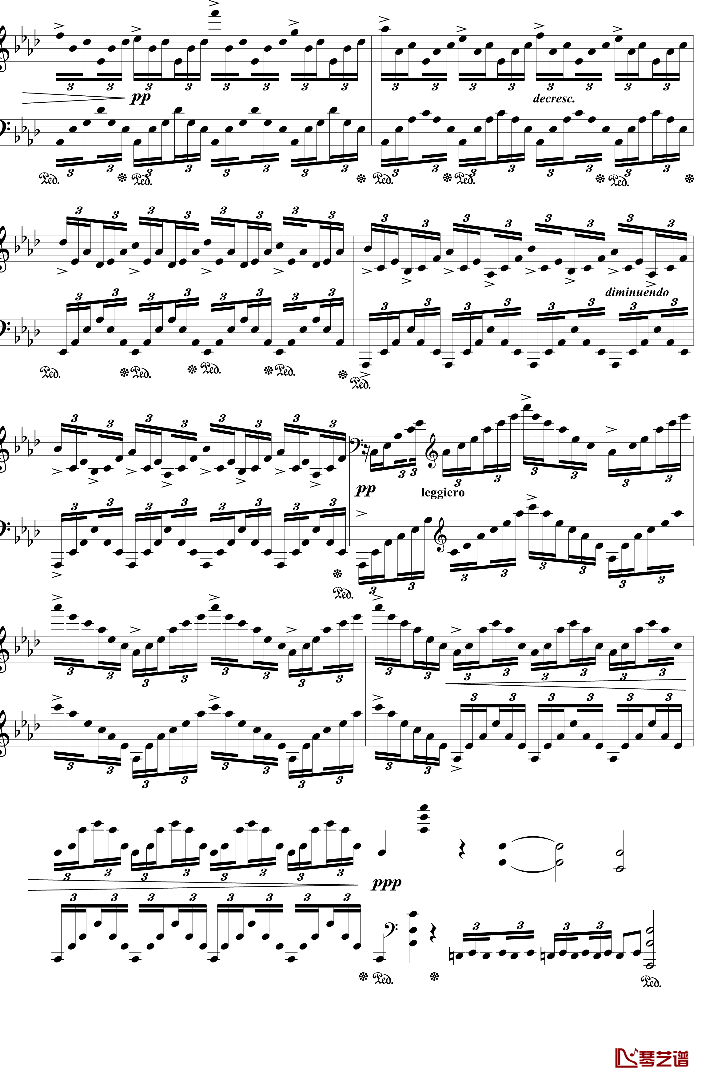 肖邦练习曲OP25NO1钢琴谱-竖琴-肖邦-chopin5