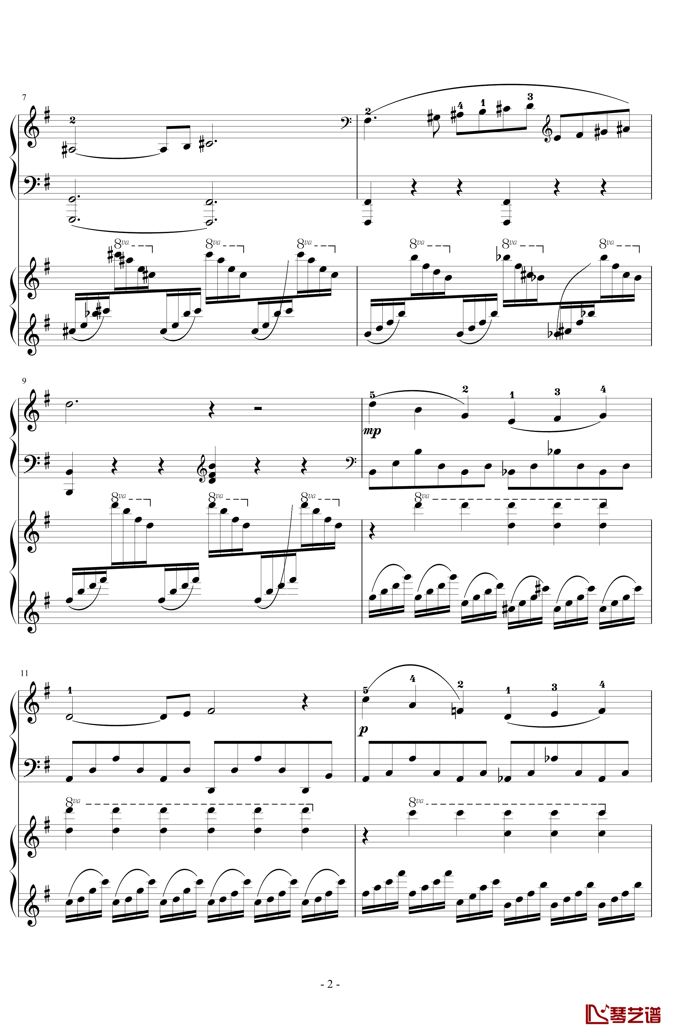 天鹅钢琴谱-四手联弹-圣桑2