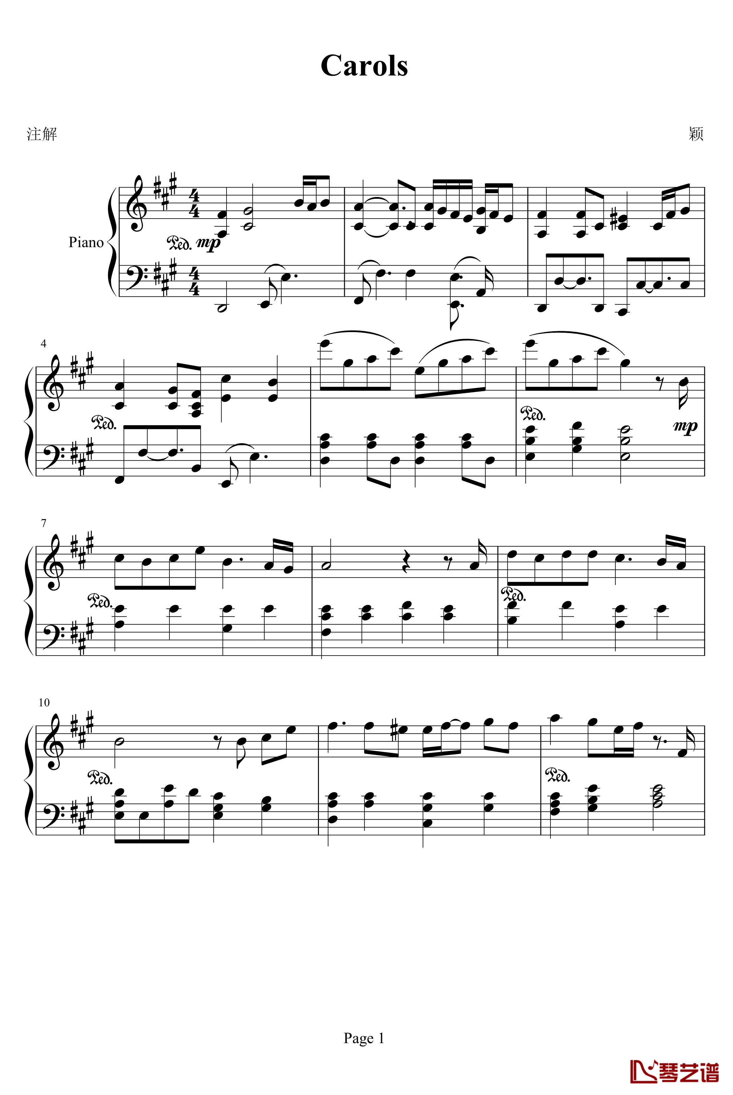 carols钢琴谱-滨崎步1