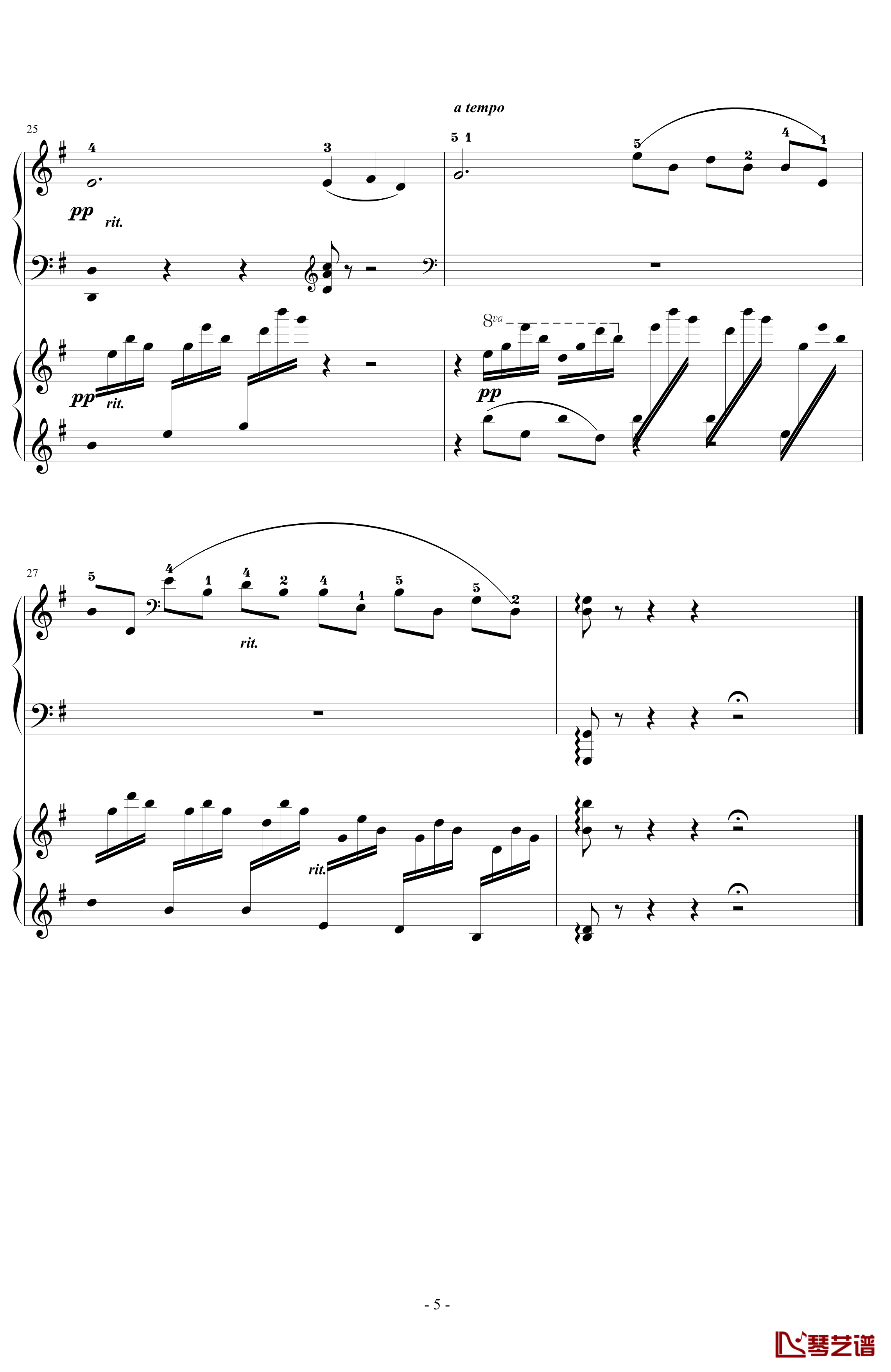 天鹅钢琴谱-四手联弹-圣桑5