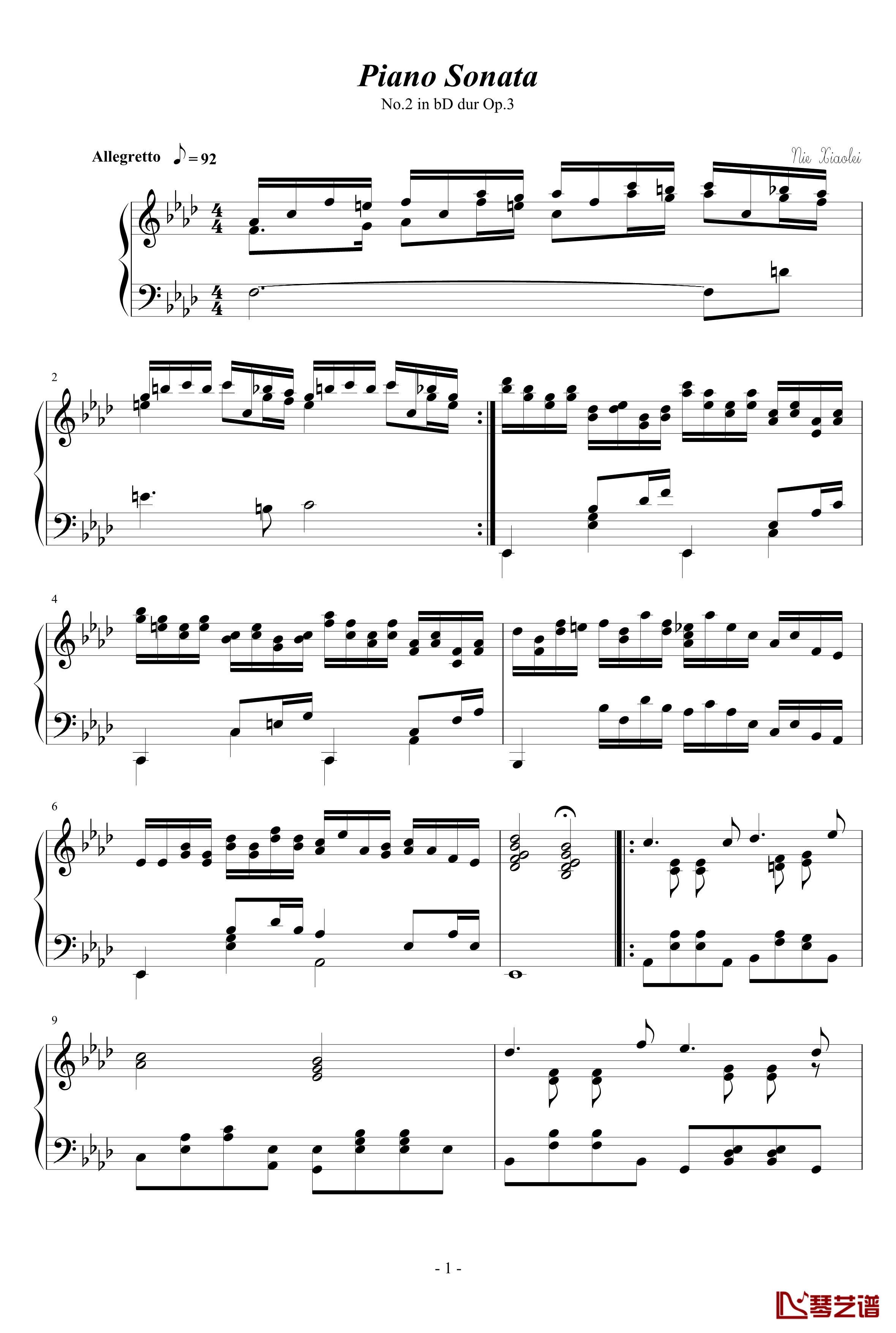 第二钢琴奏鸣曲第二乐章钢琴谱-nzh19341