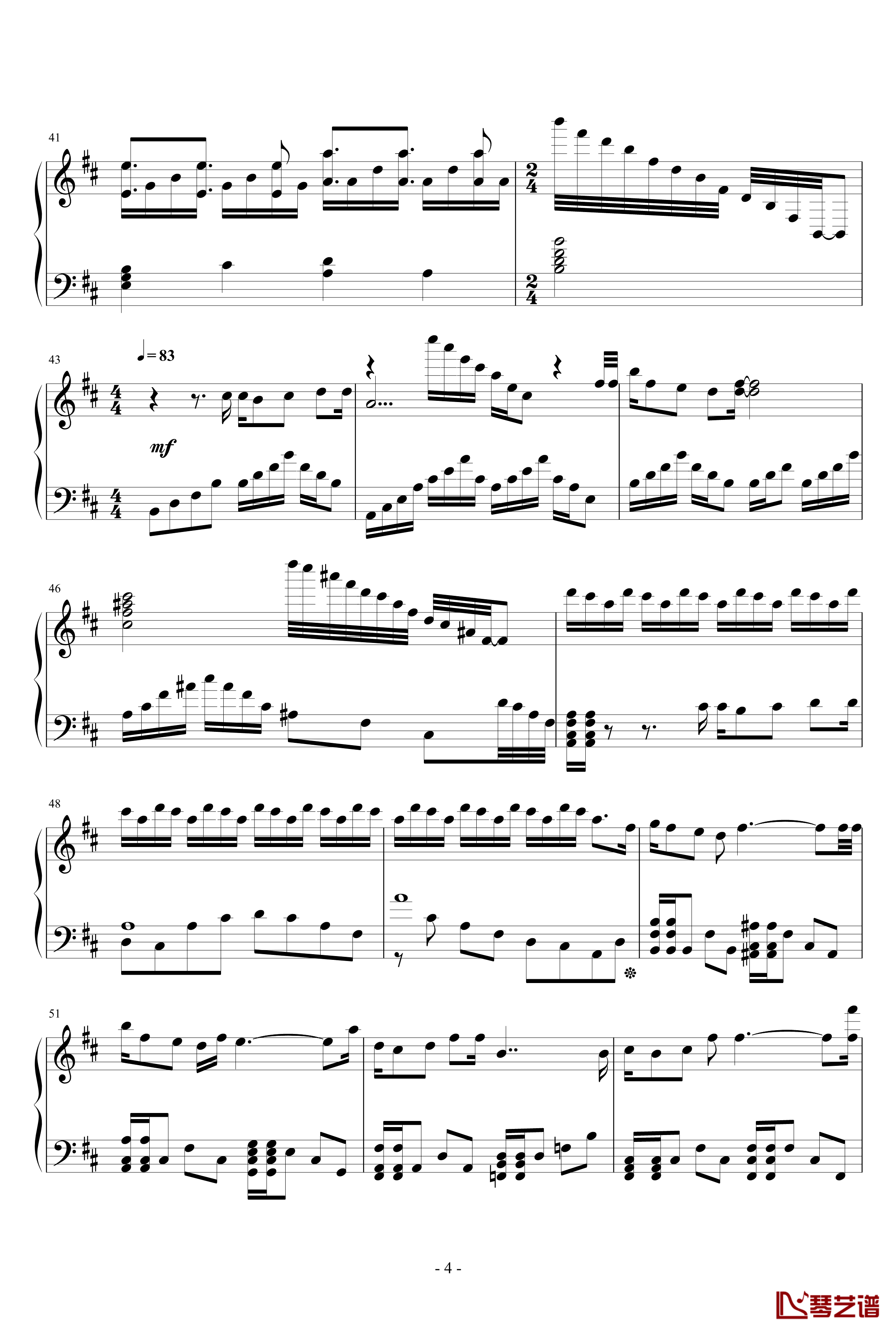 甲铁城的卡巴内利OP钢琴谱-完整版-泽野弘之4