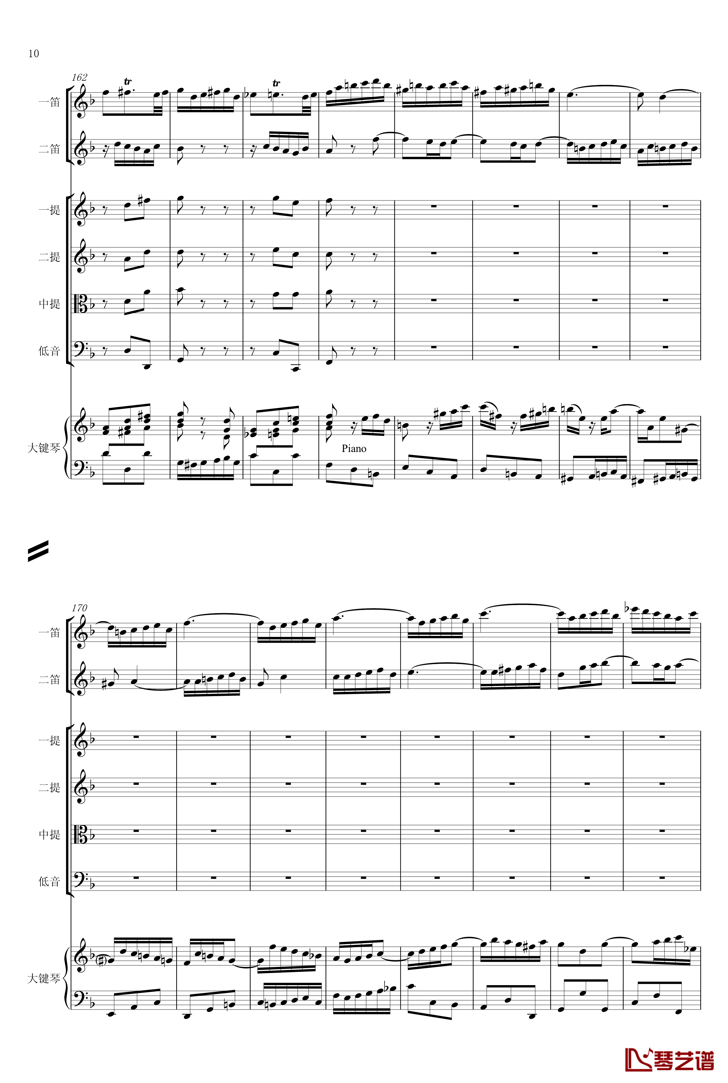 F大调第六号钢琴协奏曲钢琴谱-第一乐章-巴哈-Bach, Johann Sebastian10