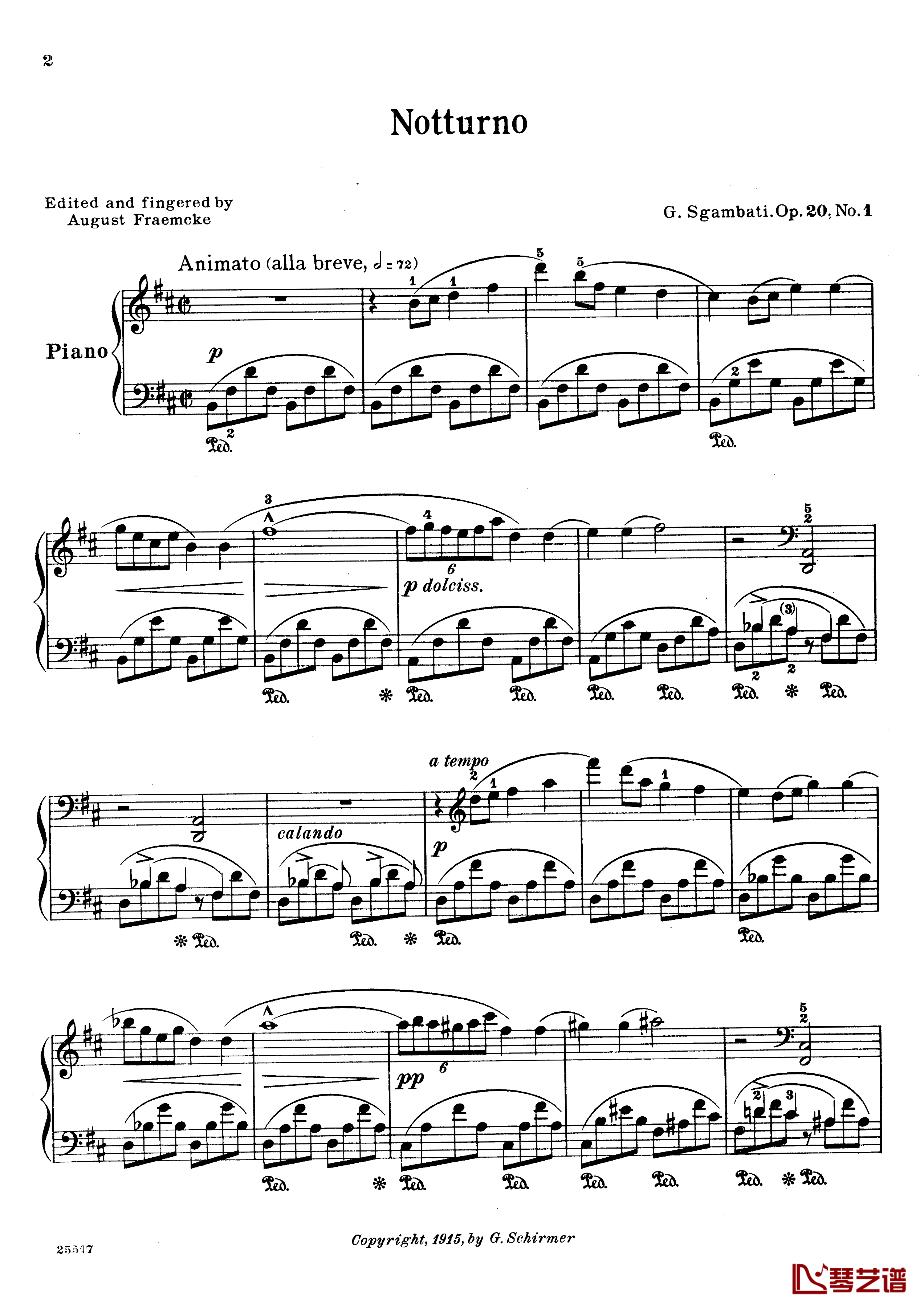 b小调夜曲Op.20No.1钢琴谱-斯甘巴蒂2
